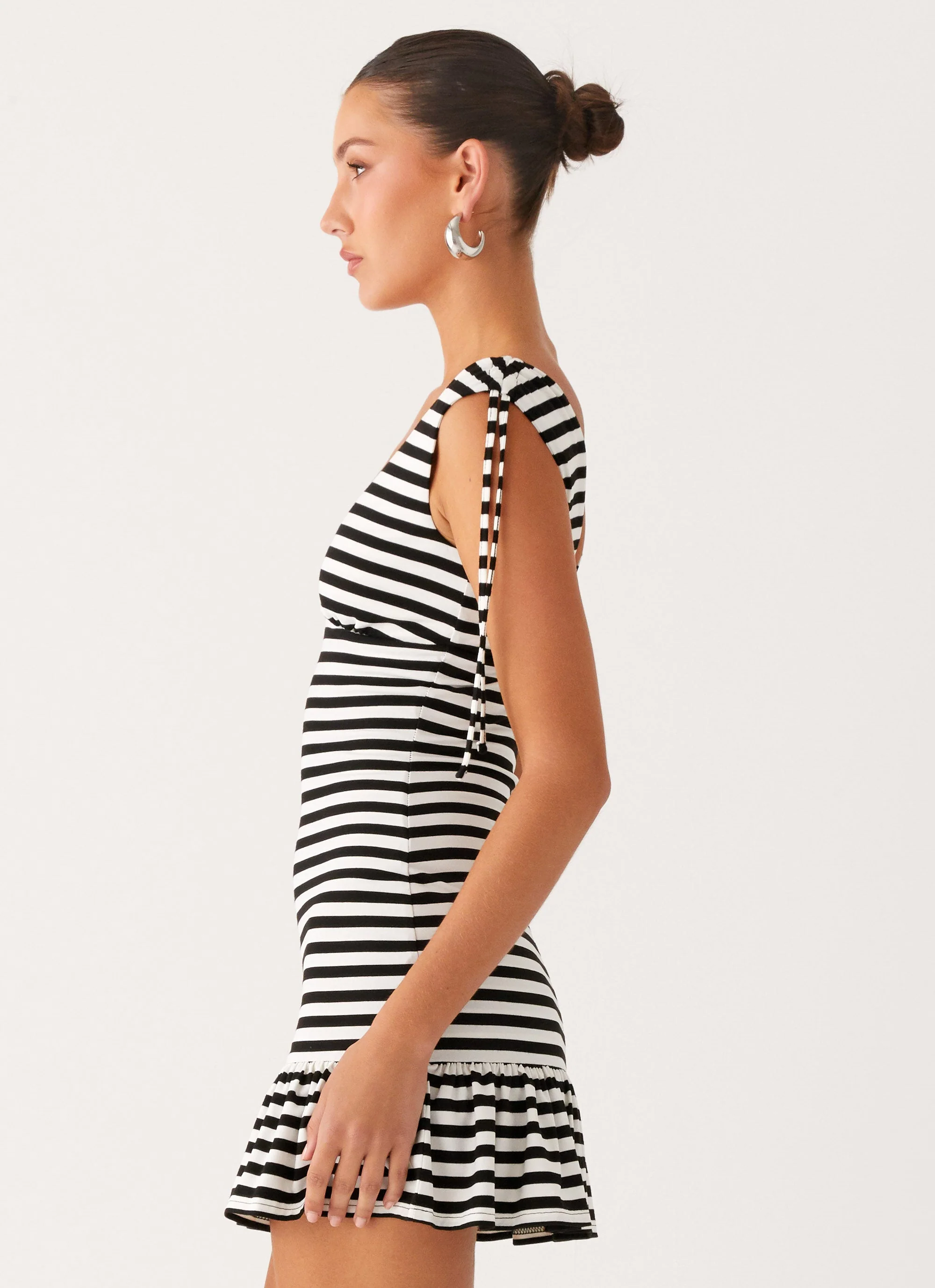 Acacia Mini Dress - Black White Stripe - Image 3