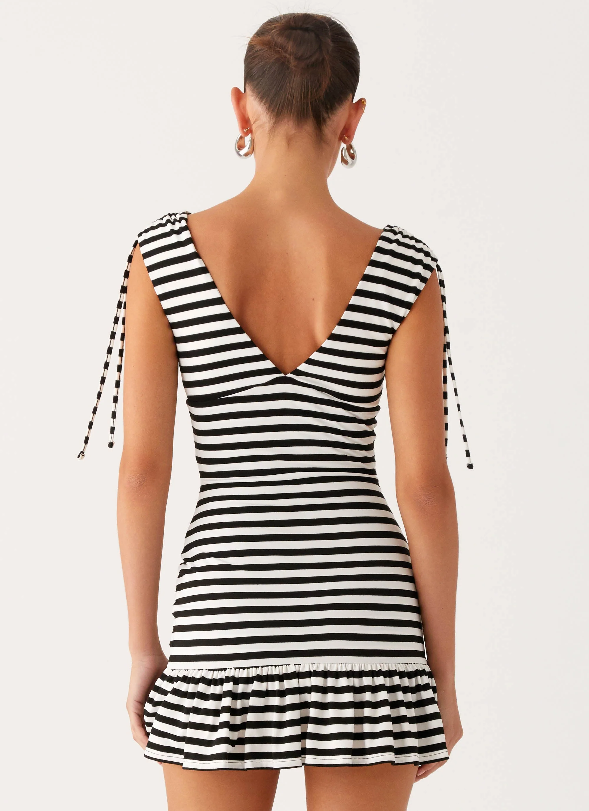 Acacia Mini Dress - Black White Stripe - Image 4