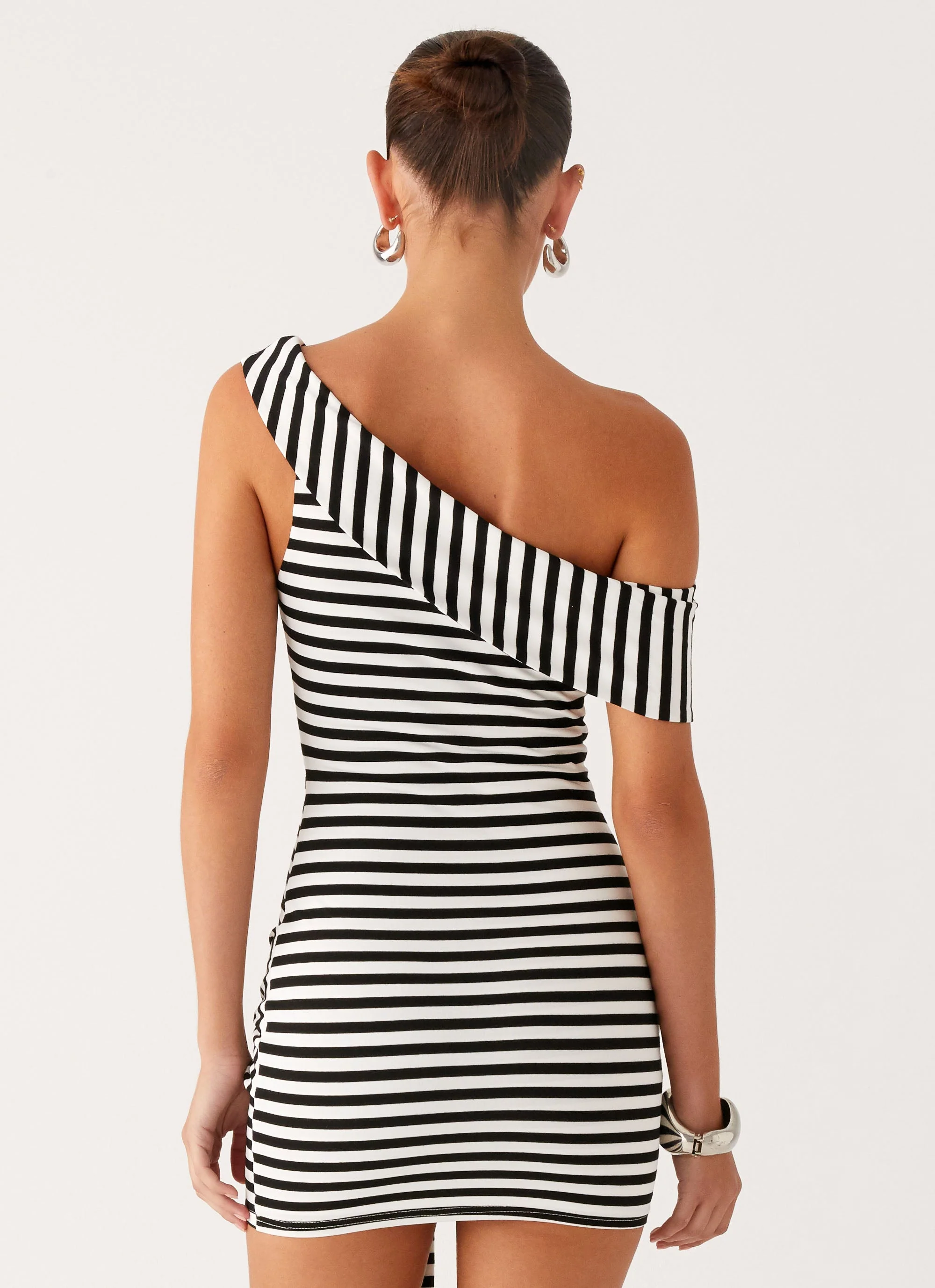 All Day Mini Dress - Black White Stripe - Image 4