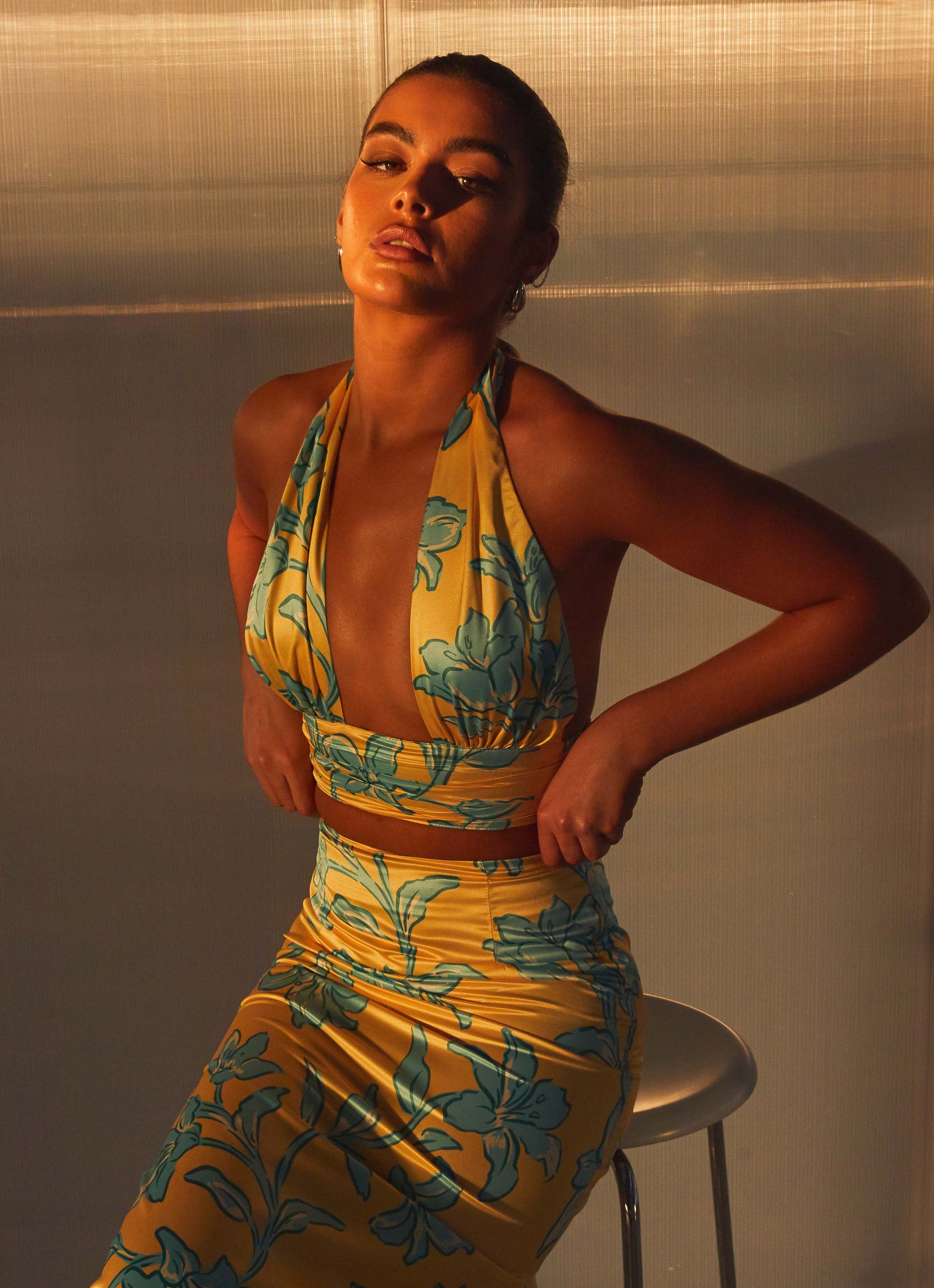 Amalia Wrap Crop Top - Golden Bloom - Image 5