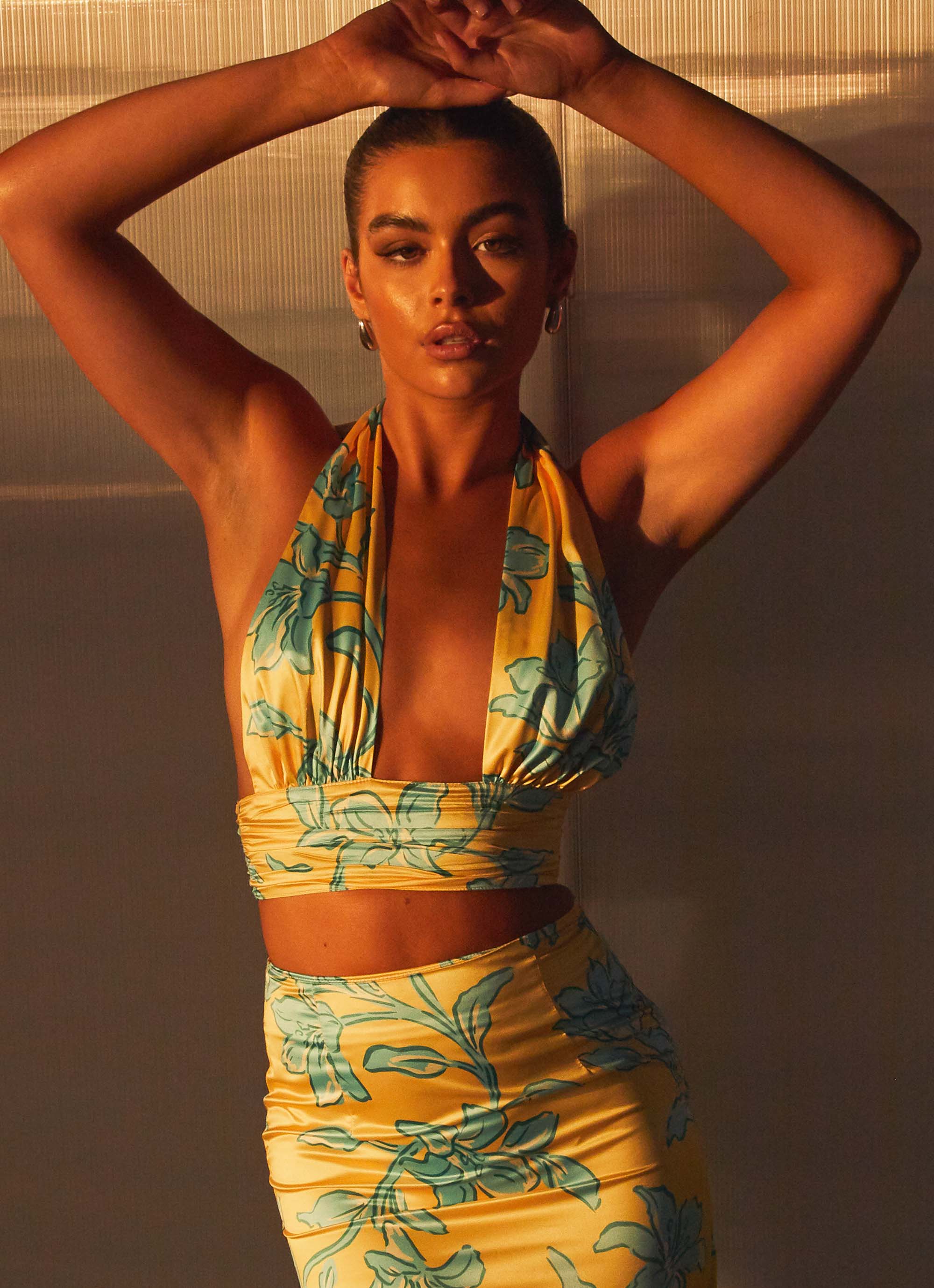 Amalia Wrap Crop Top - Golden Bloom - Image 6