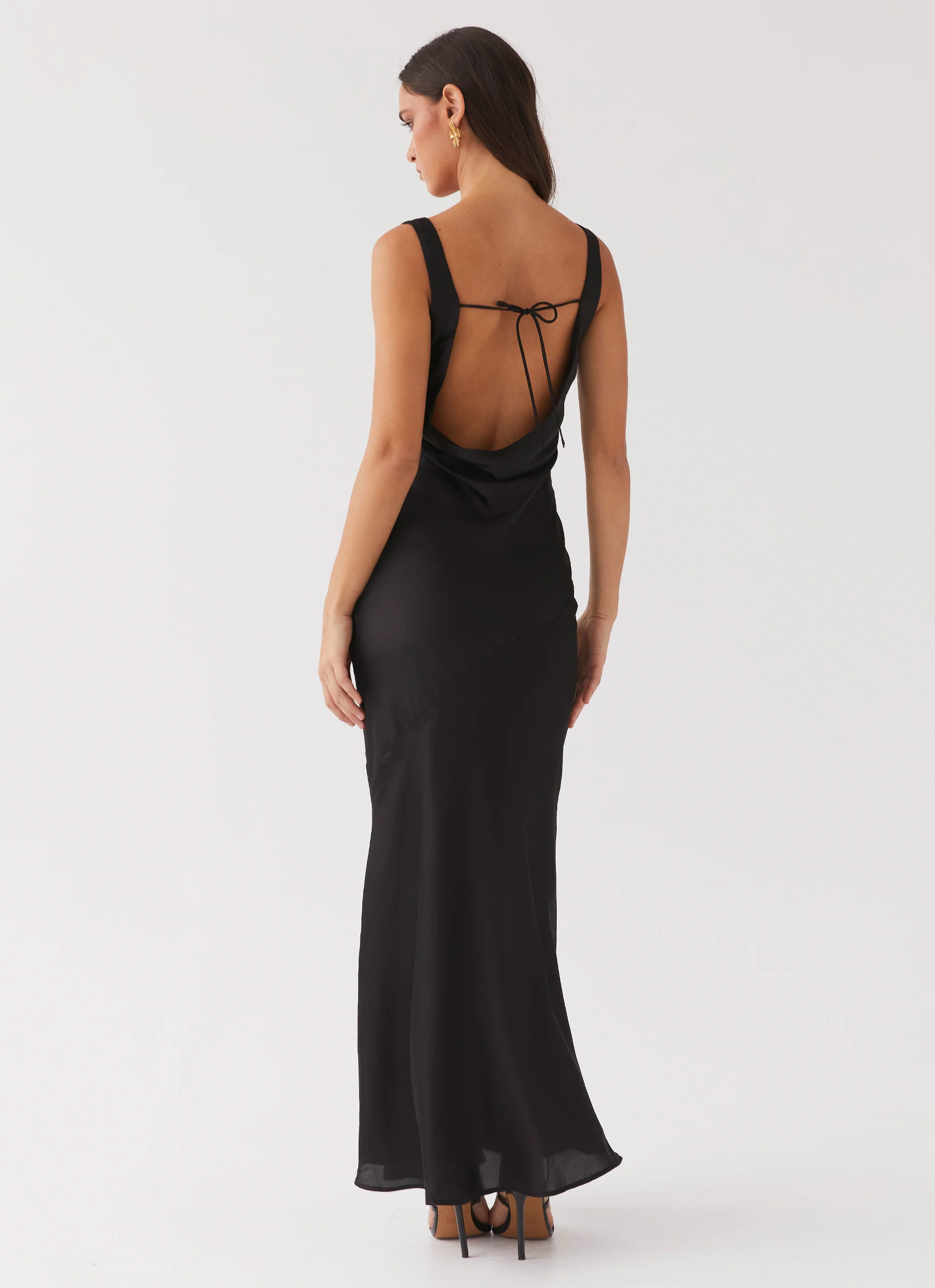 Be Mine Satin Maxi Dress - Black - Image 6
