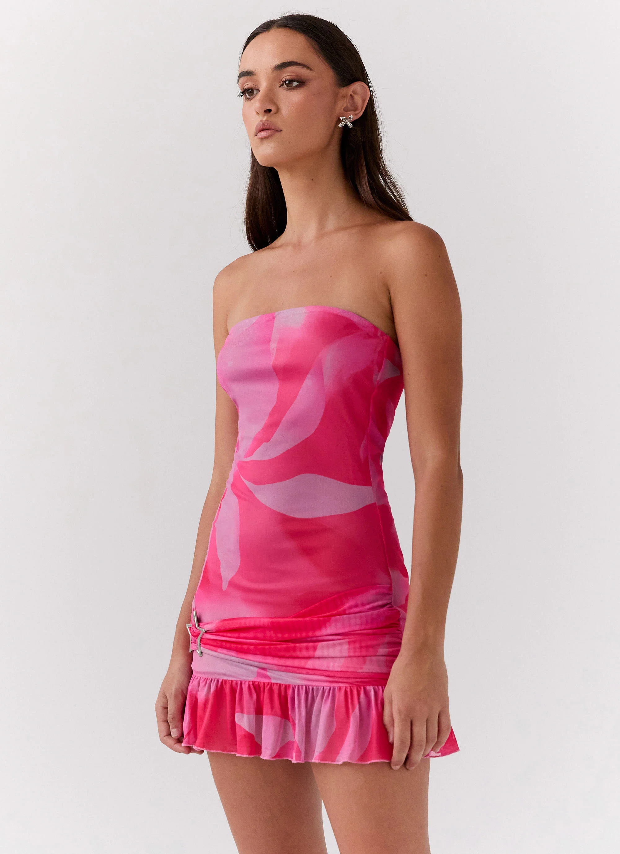 Besa Mesh Mini Dress - Neon Blush - Image 5