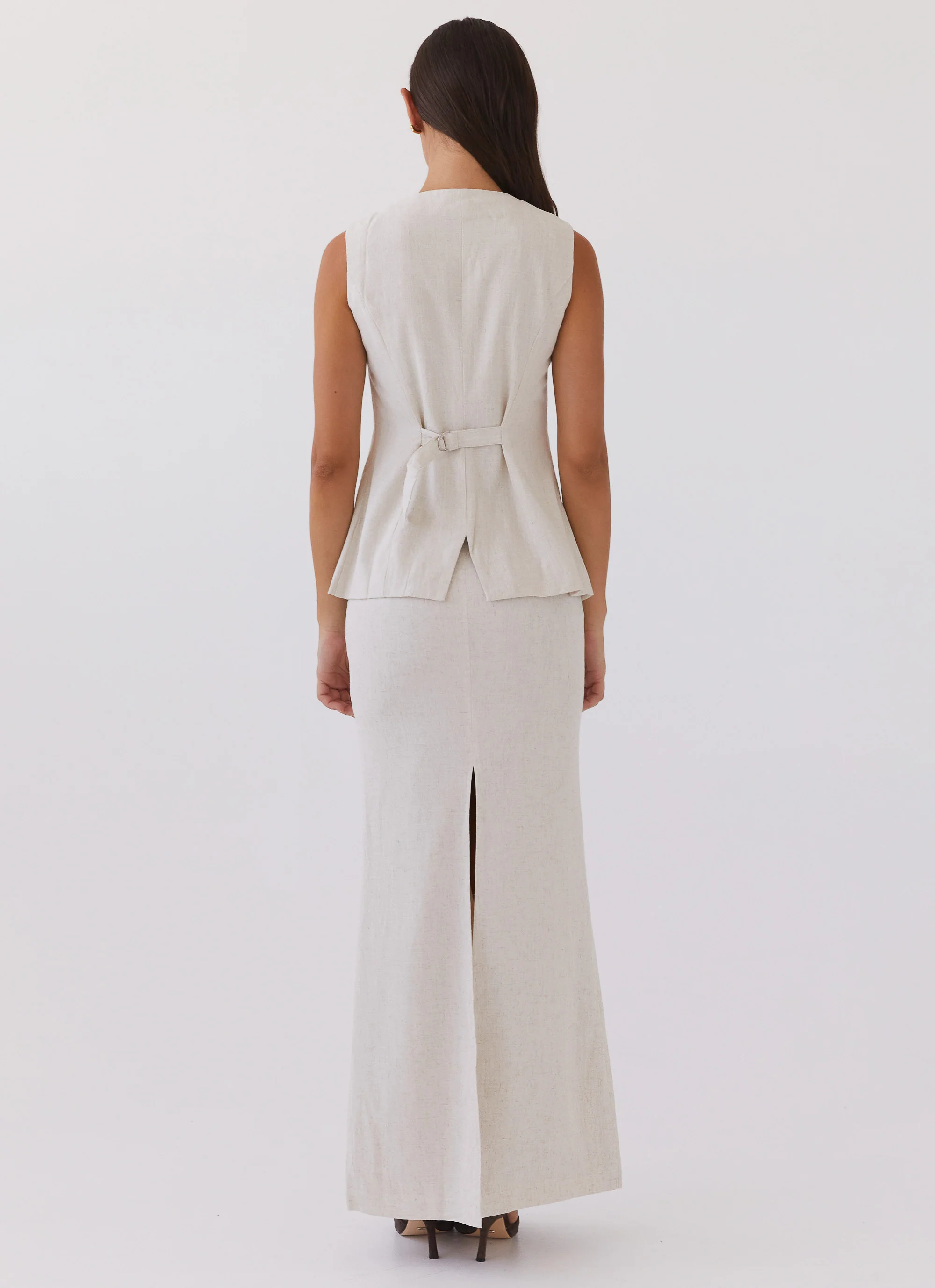 Born For Bordeaux Linen Midi Skirt - Oatmeal - Image 4