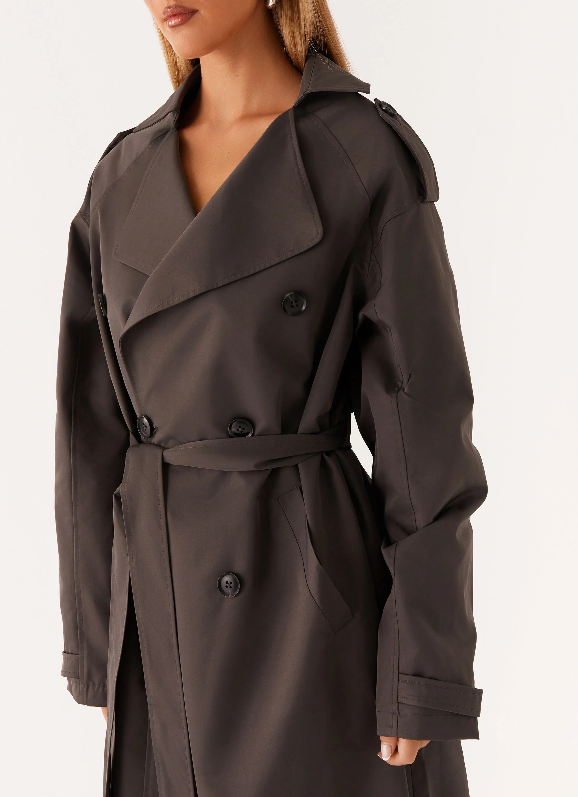 Brighton Oversized Trench Coat - Grey - Image 5