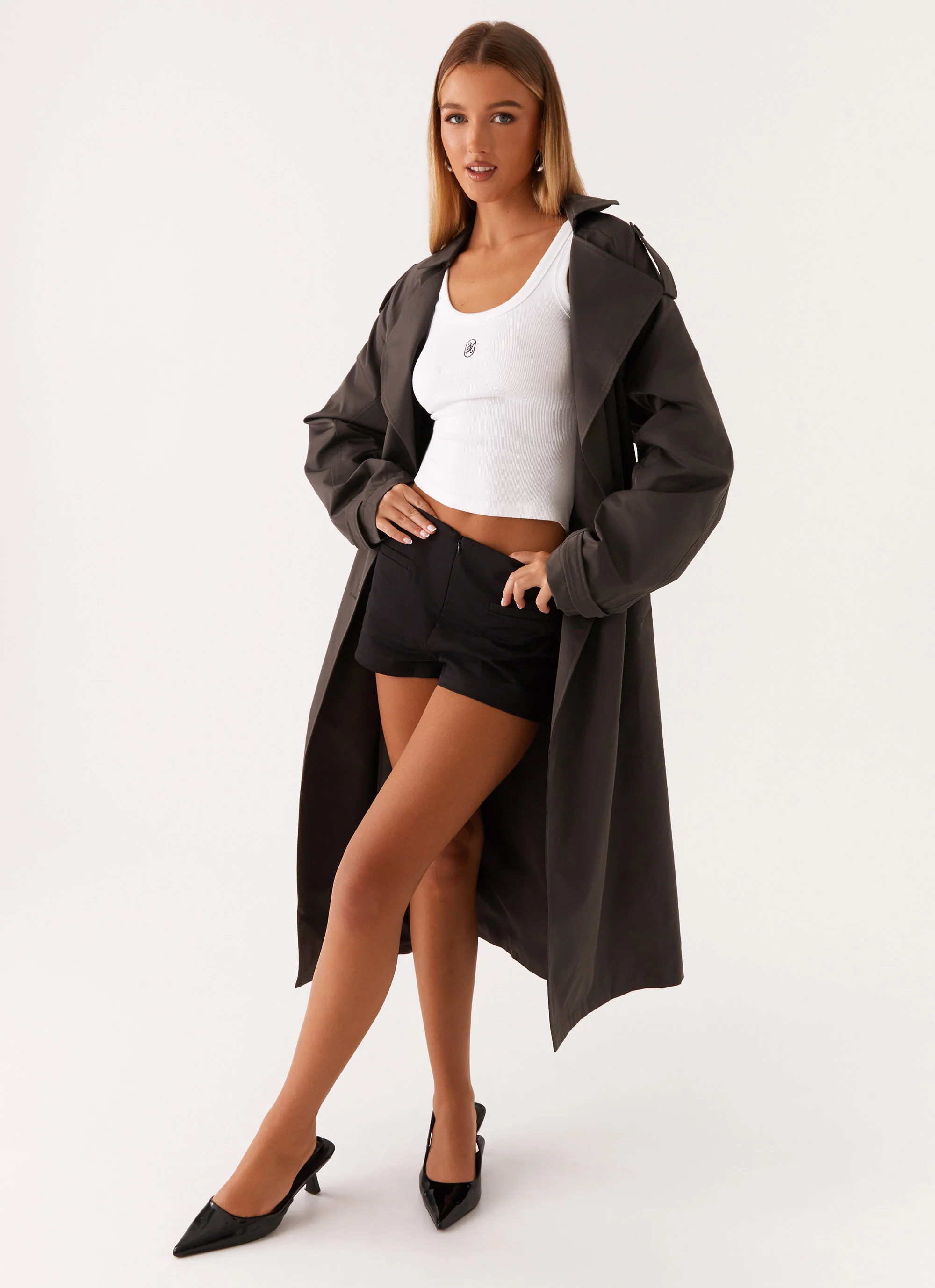 Brighton Oversized Trench Coat - Grey - Image 6