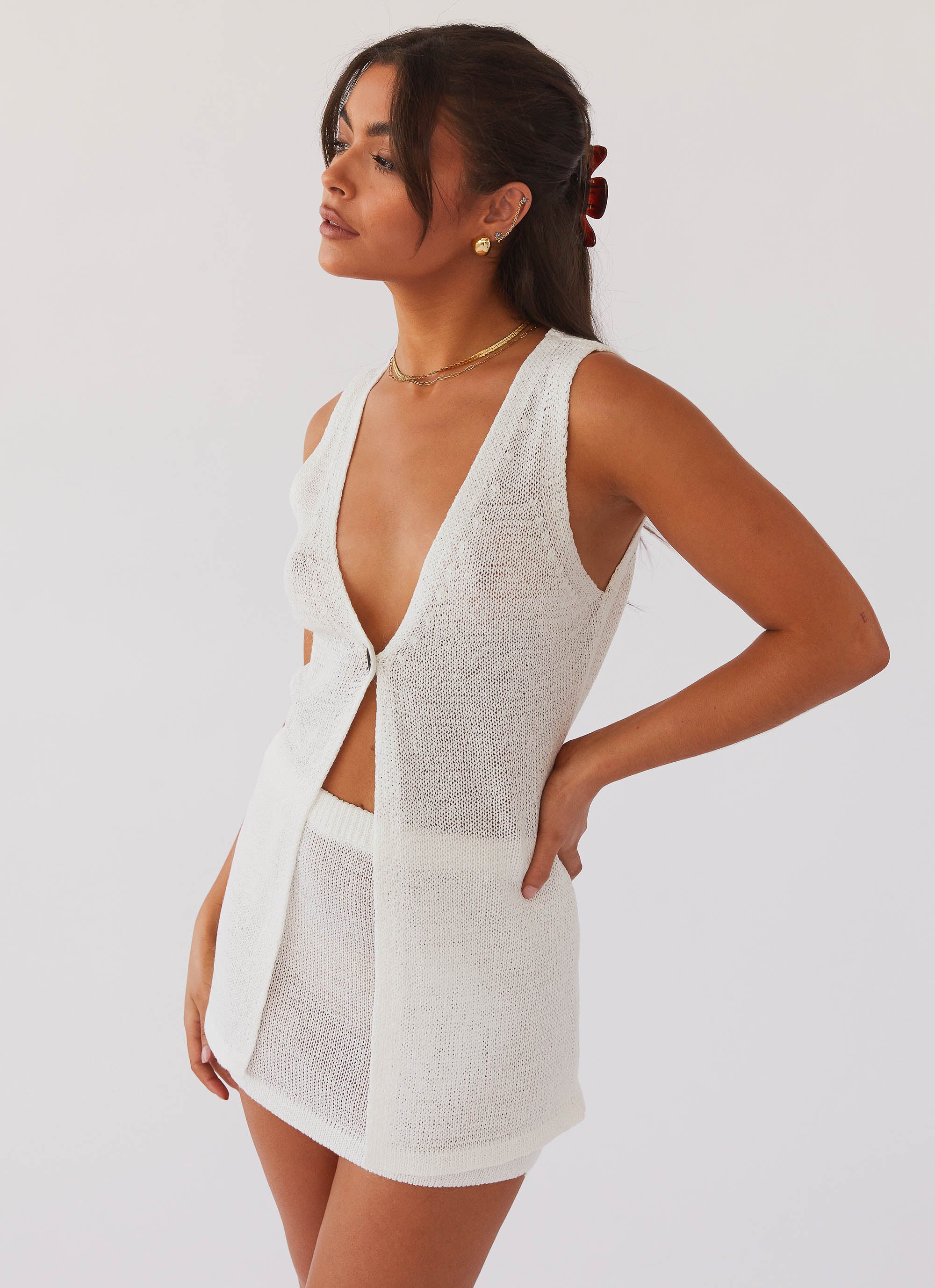 Capri Glow Knit Mini Skirt - White - Image 6