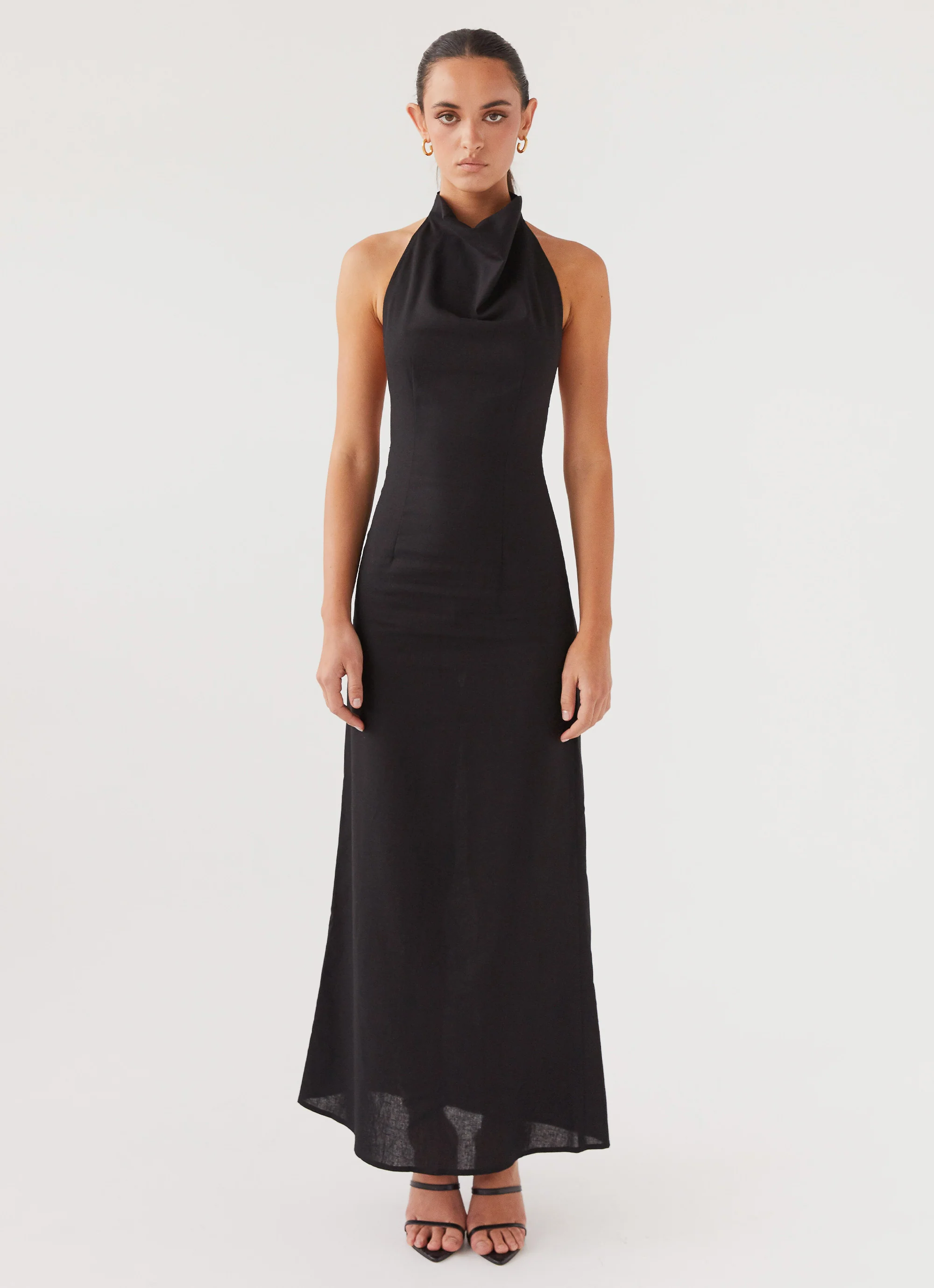 Cartia Linen Maxi Dress - Black - Image 3