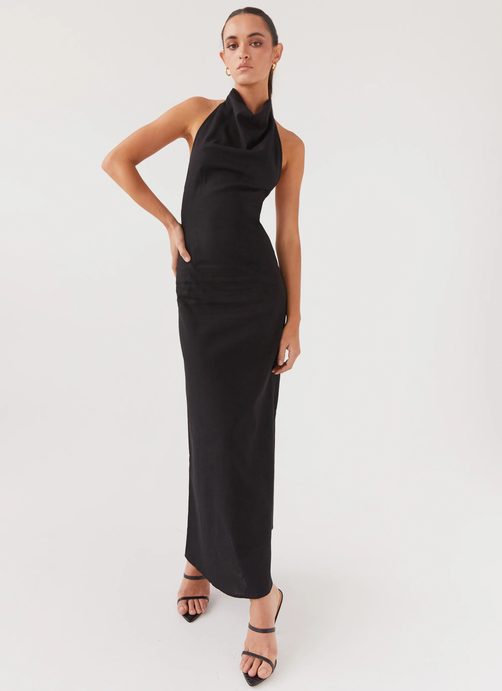 Cartia Linen Maxi Dress - Black - Image 8