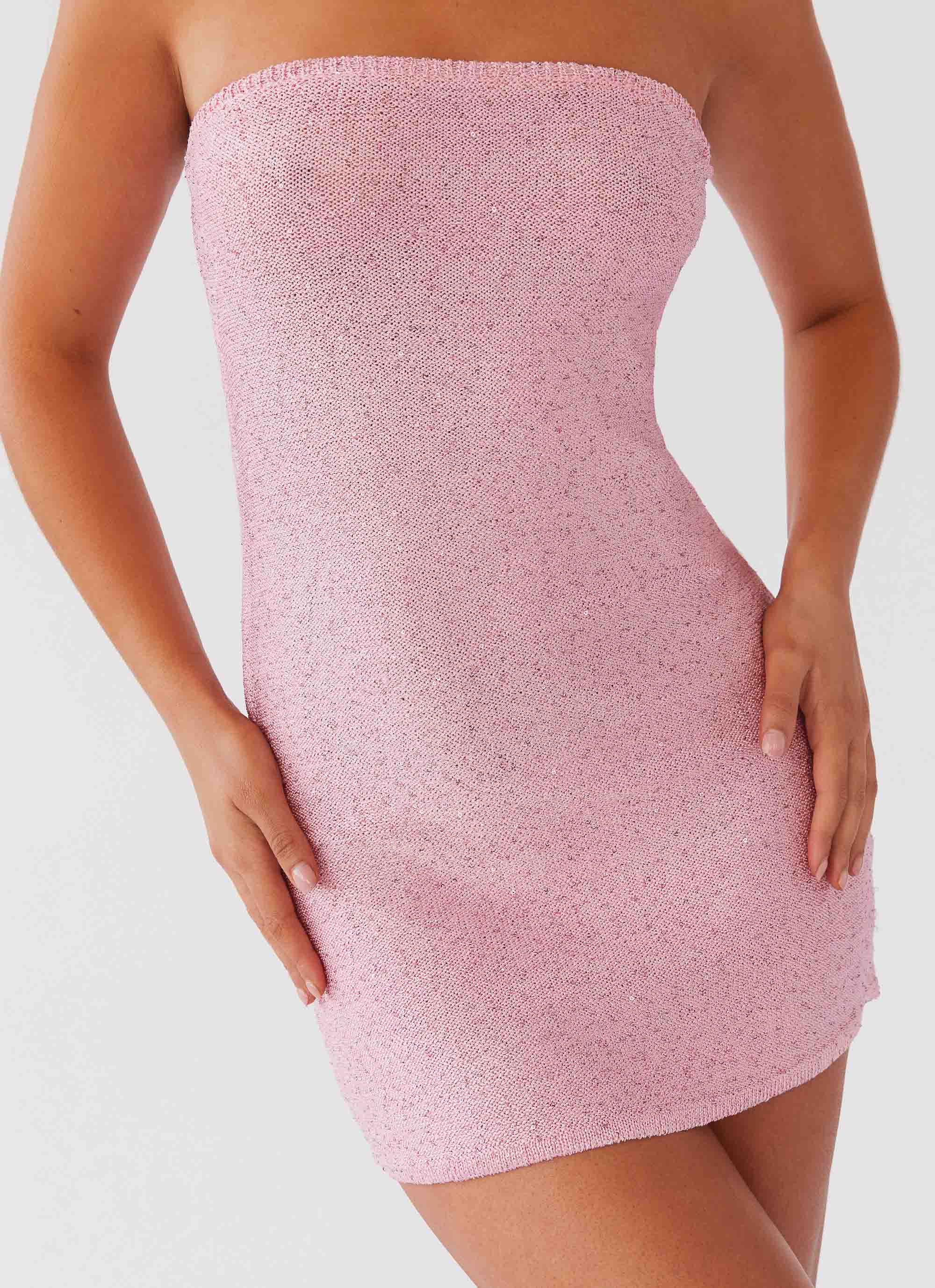 Dance The Night Tube Knit Mini Dress - Pink Dusk - Image 5