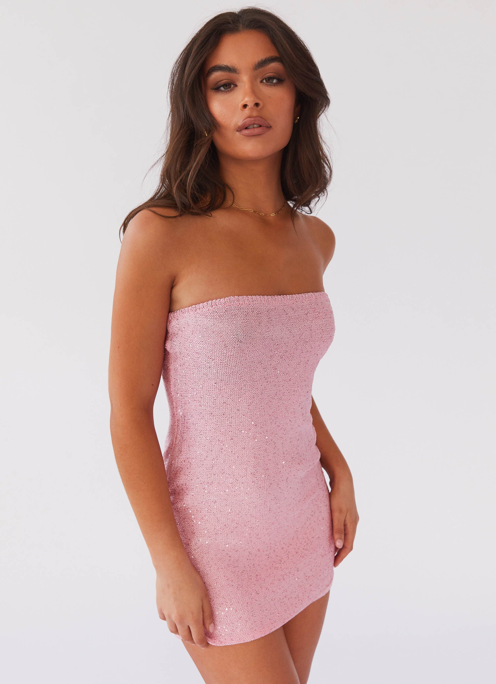 Dance The Night Tube Knit Mini Dress - Pink Dusk - Image 6