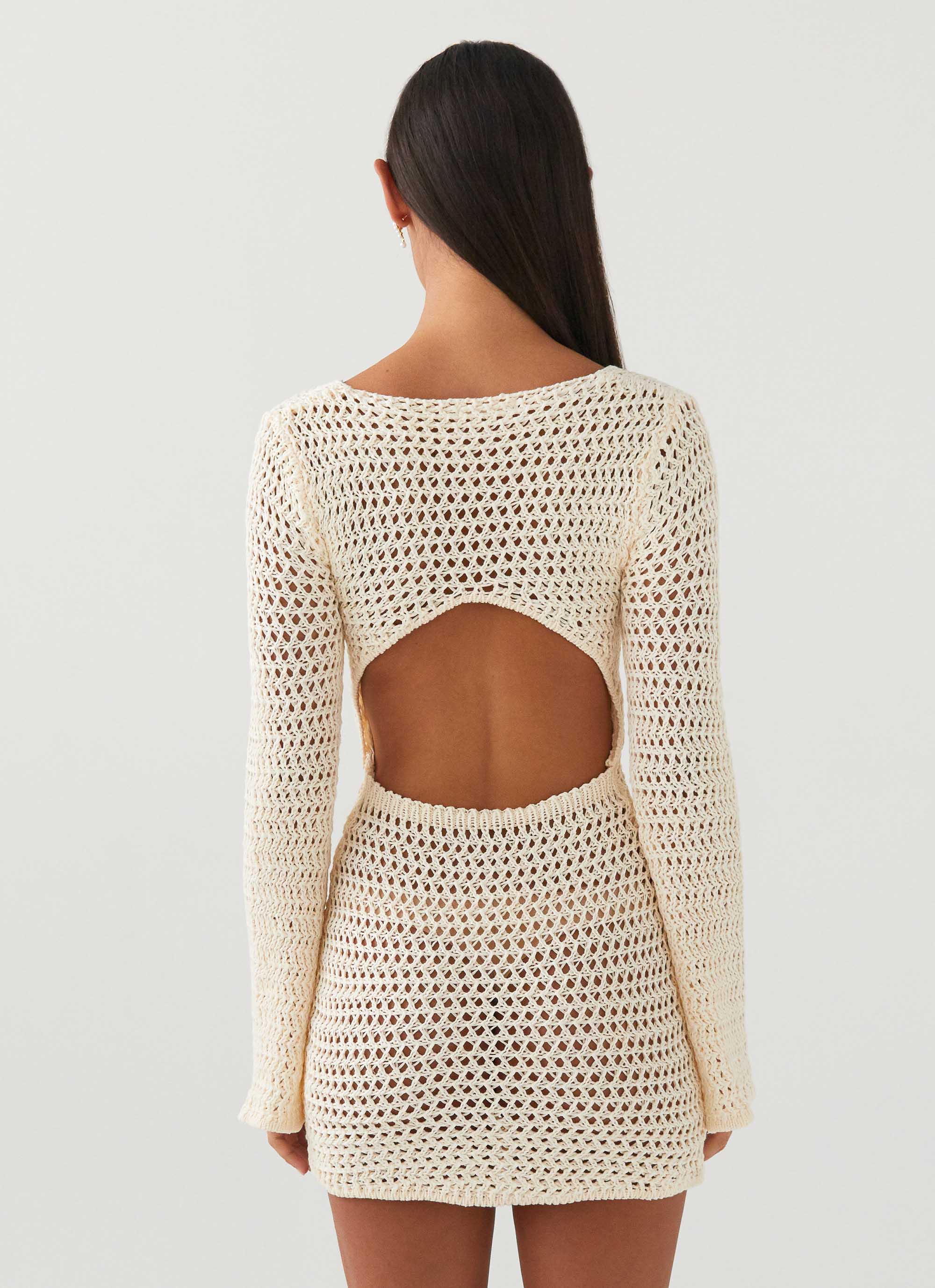 Down For The Ride Crochet Mini Dress - Ivory - Image 6