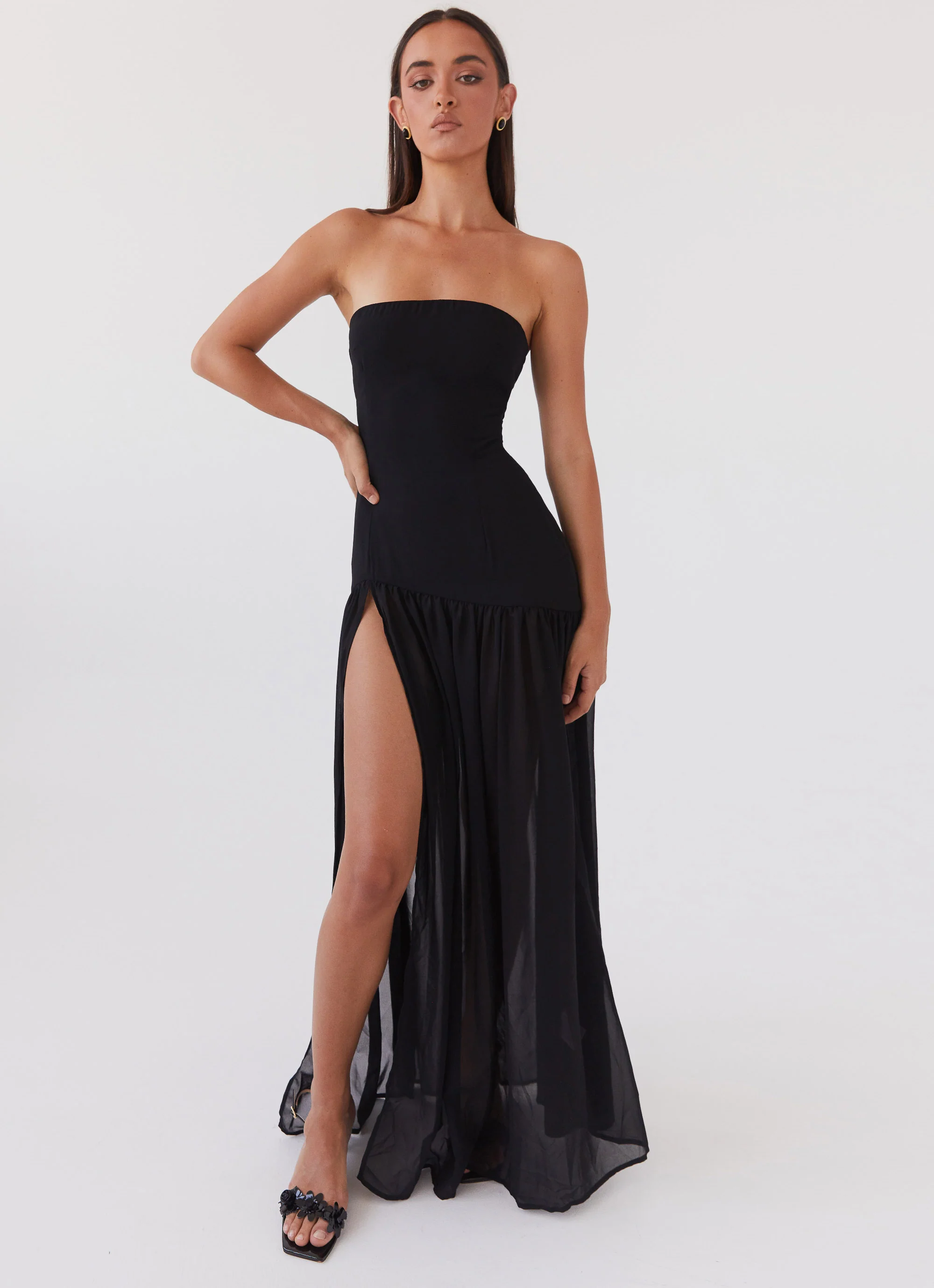 Eden Strapless Maxi Dress - Black - Image 4