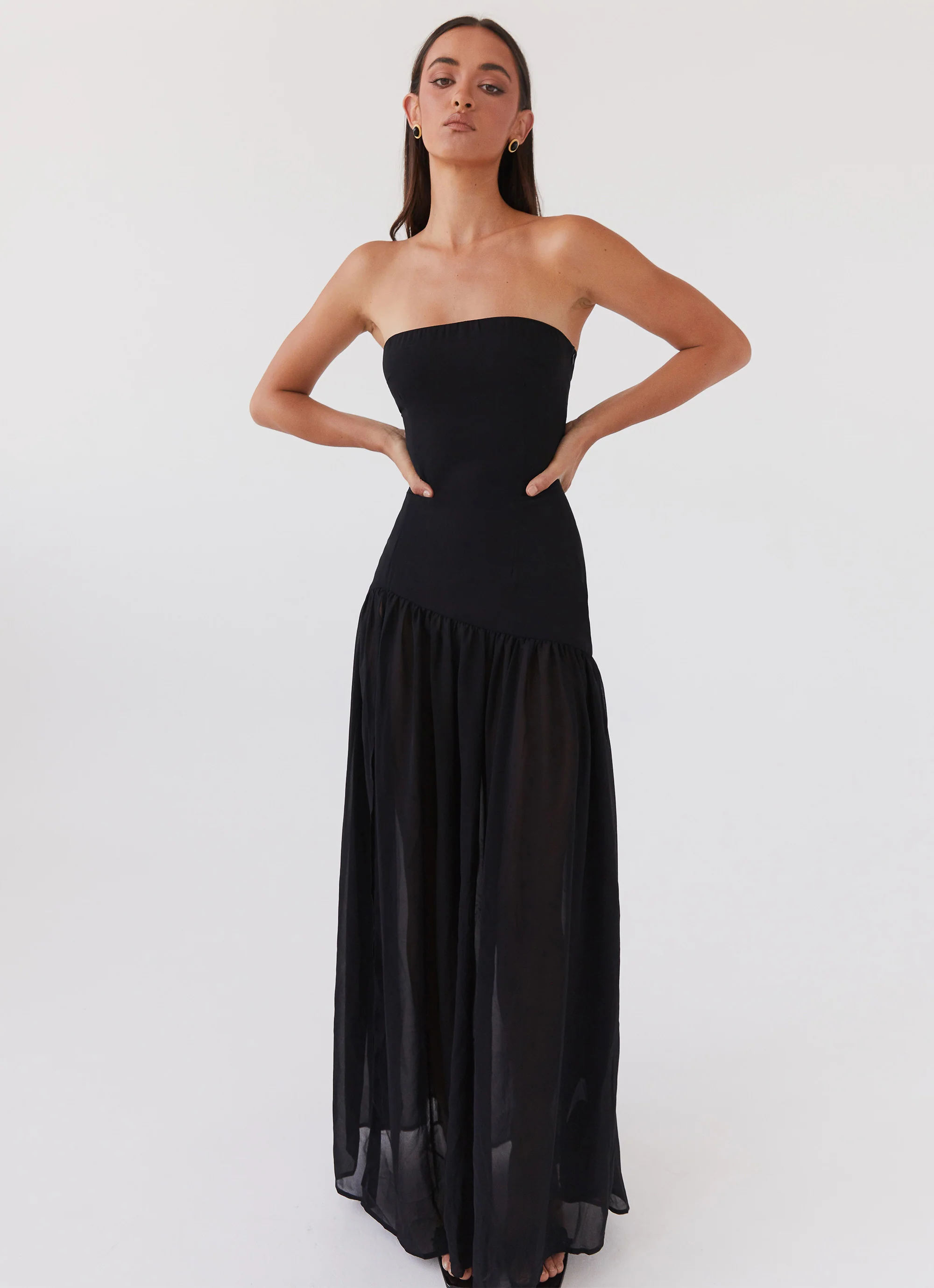Eden Strapless Maxi Dress - Black - Image 5