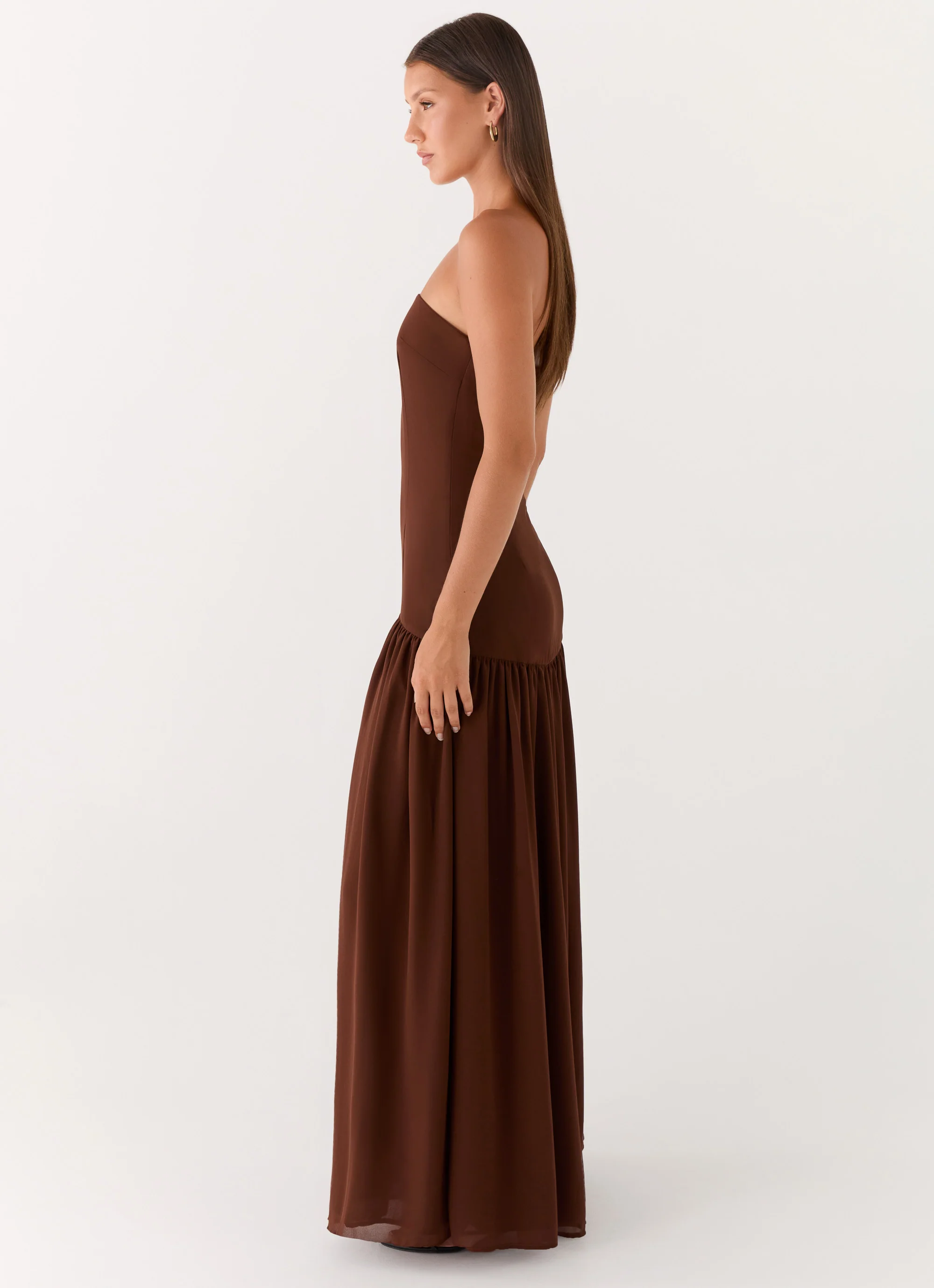 Eden Strapless Maxi Dress - Brown - Image 3