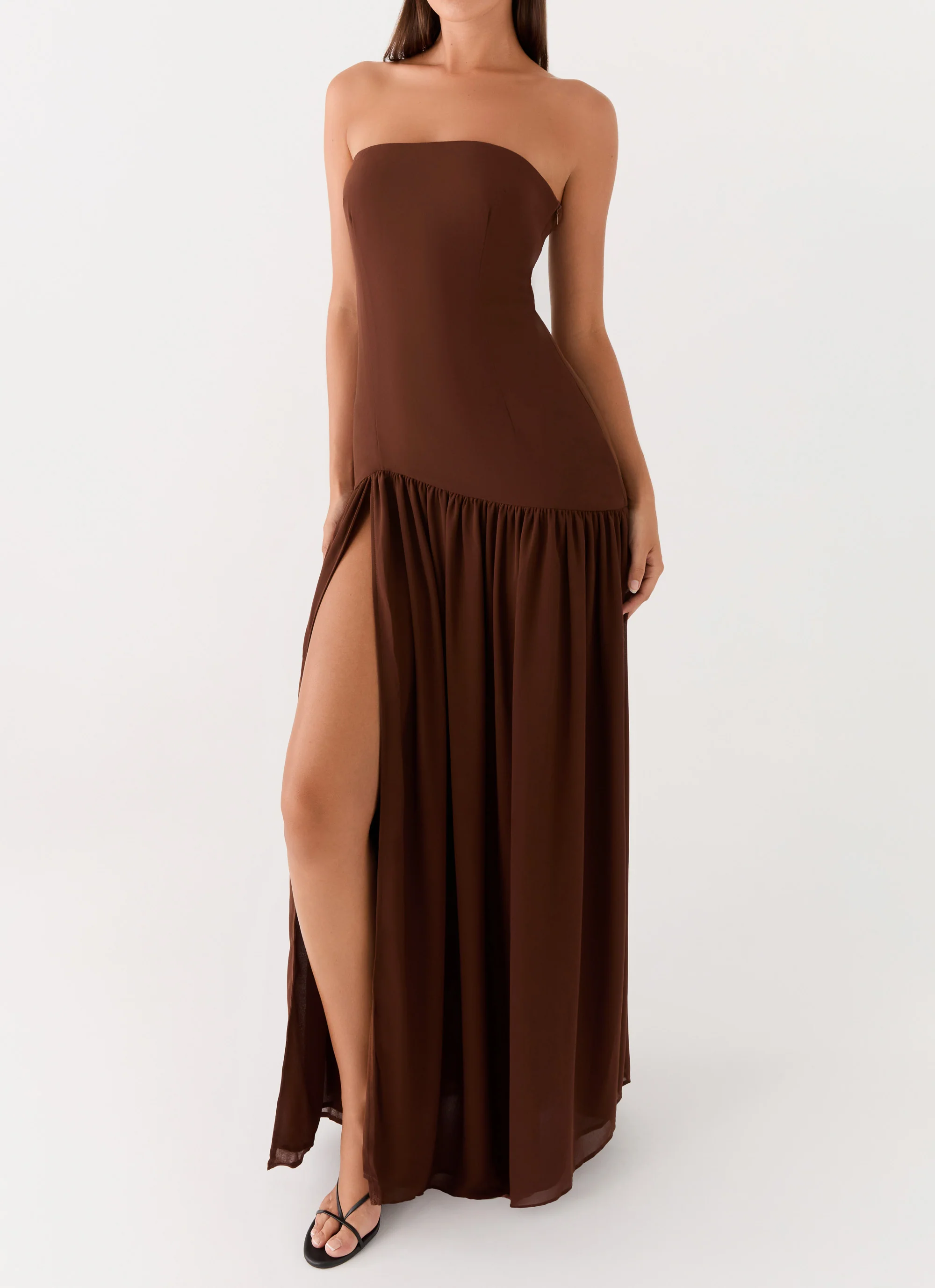Eden Strapless Maxi Dress - Brown - Image 4