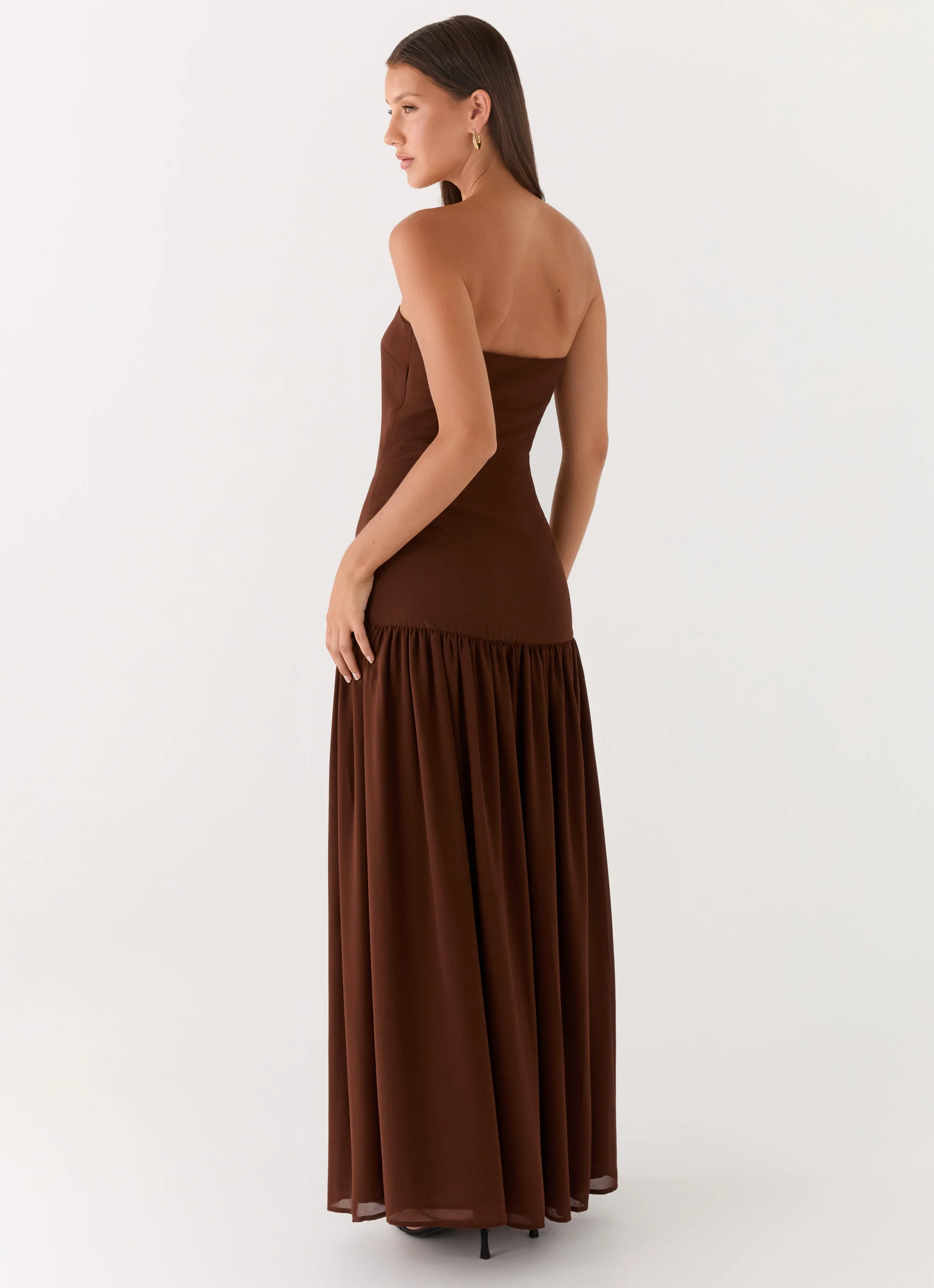 Eden Strapless Maxi Dress - Brown - Image 5