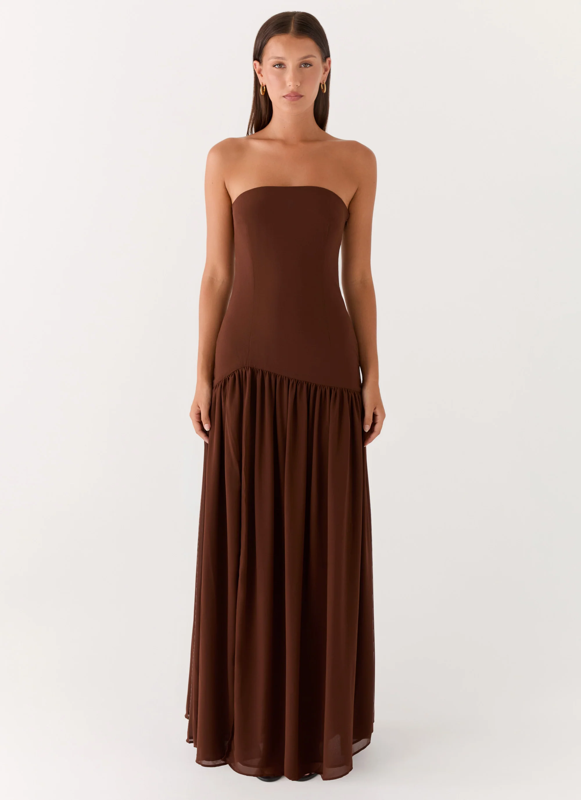 Eden Strapless Maxi Dress - Brown - Image 6