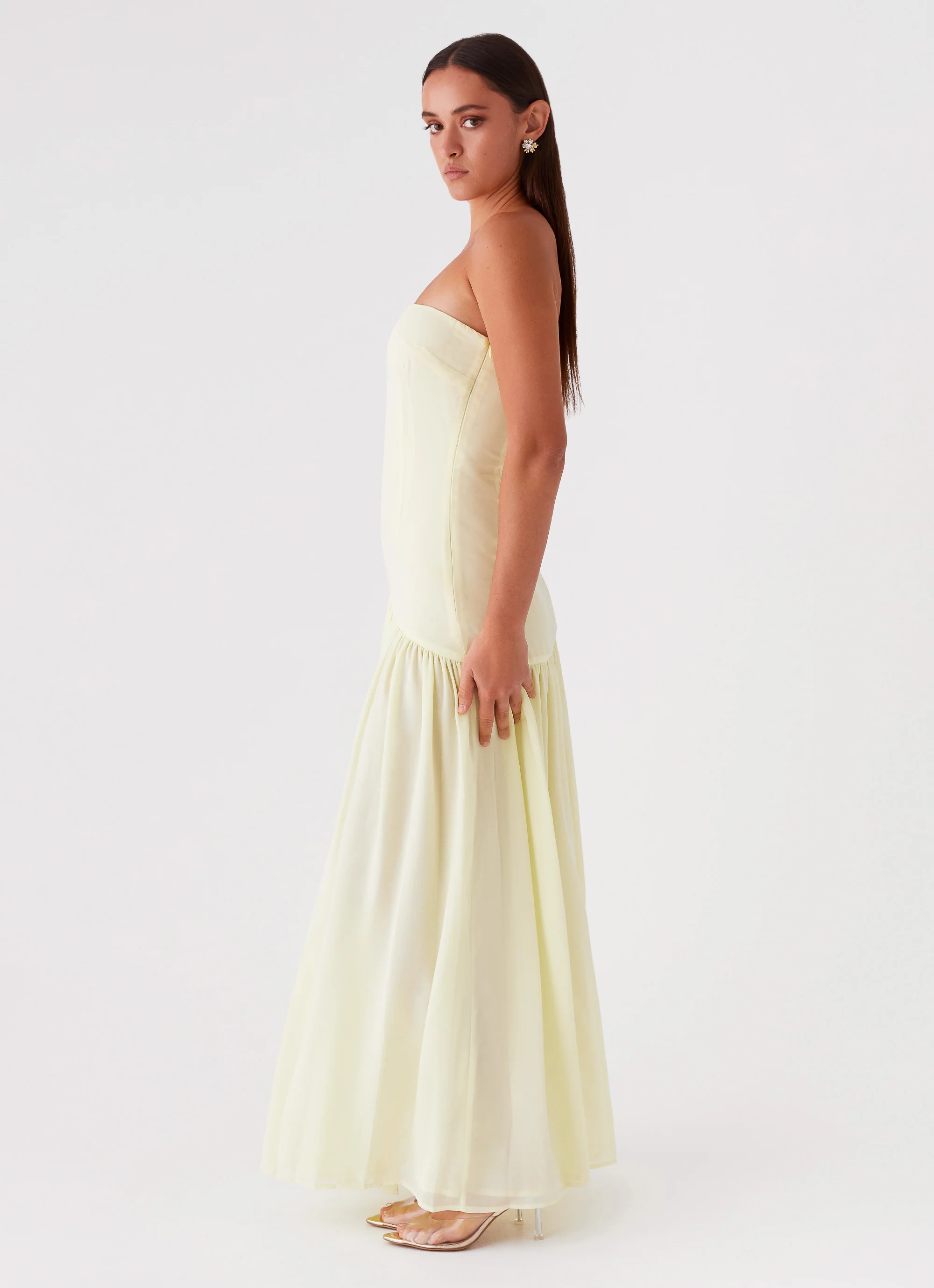 Eden Strapless Maxi Dress - Yellow - Image 3