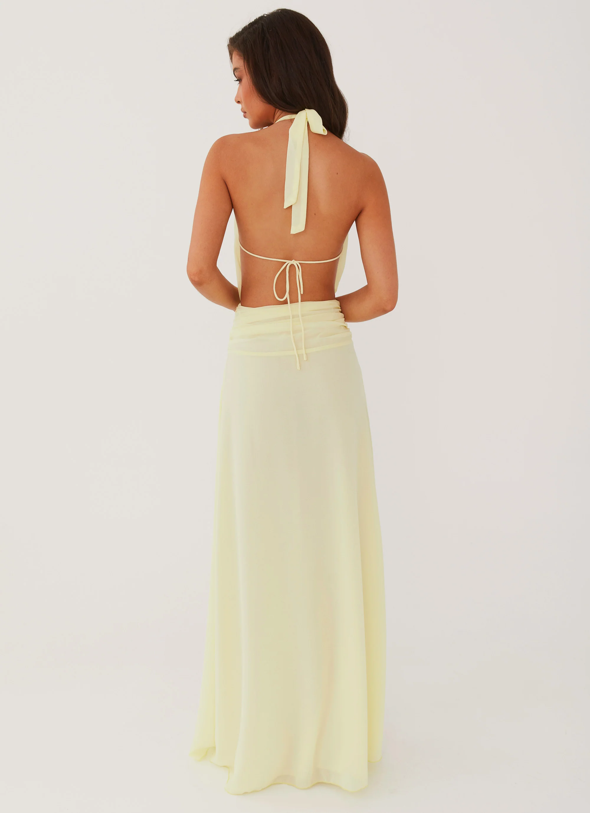 Elysia Chiffon Maxi Dress - Lemon - Image 4
