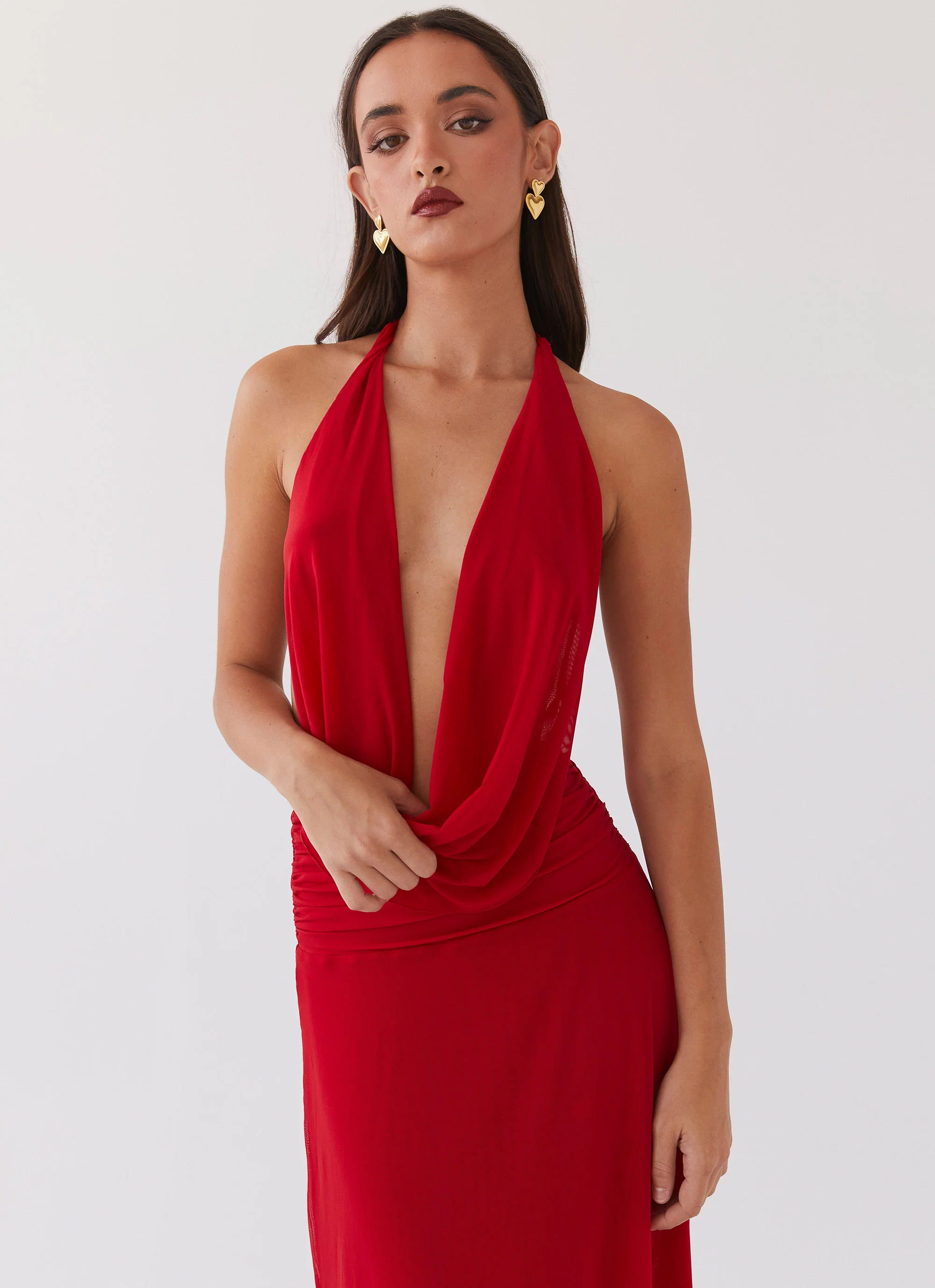 Elysia Mesh Maxi Dress - Cherry Red - Image 7