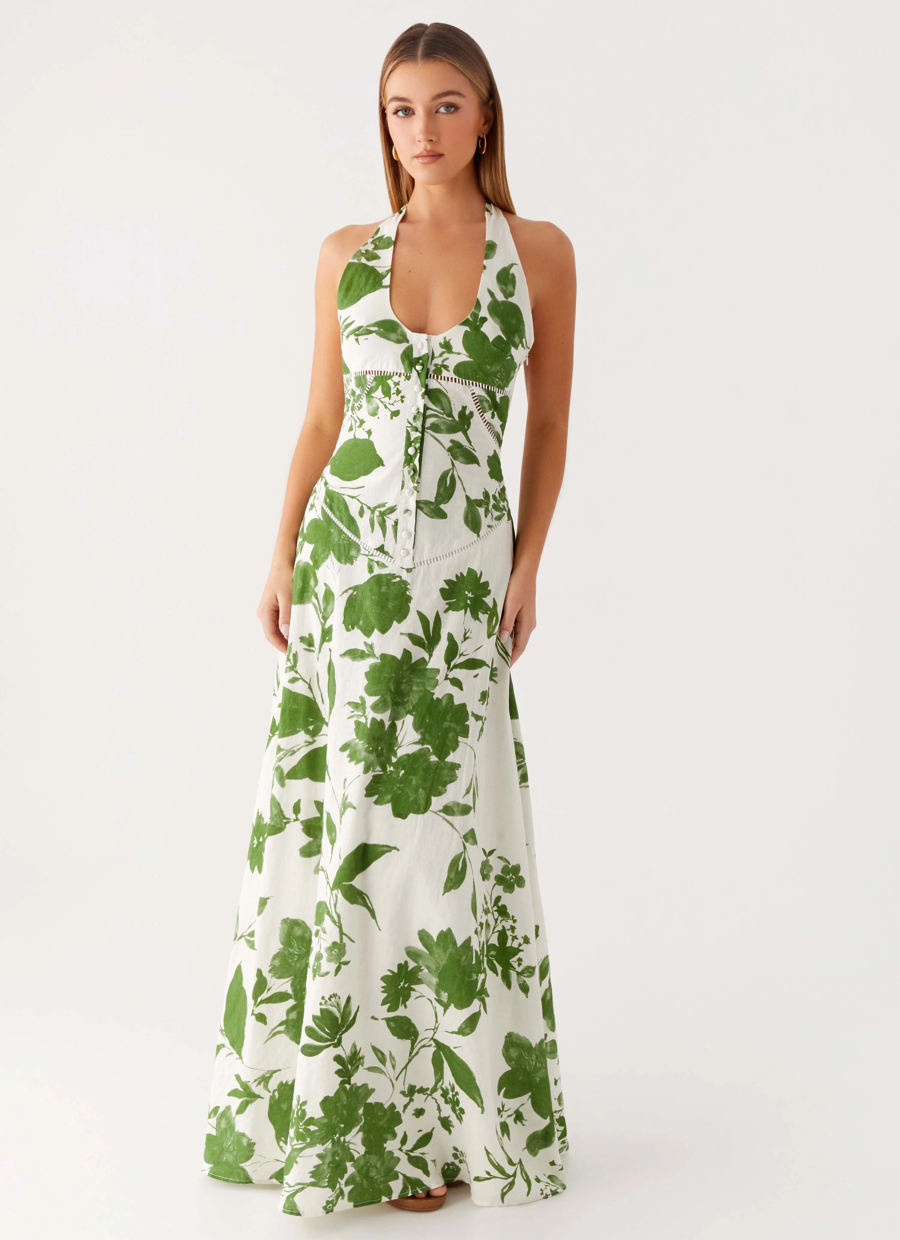 Ember Valley Cotton Maxi Dress - Verdant Bloom - Image 4