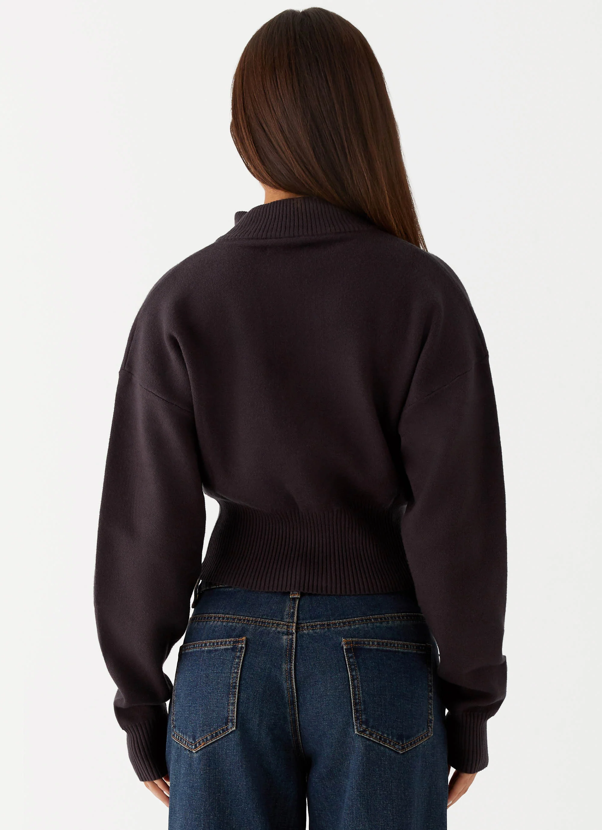 Episode High Neck Cardigan - Charcoal - Image 4