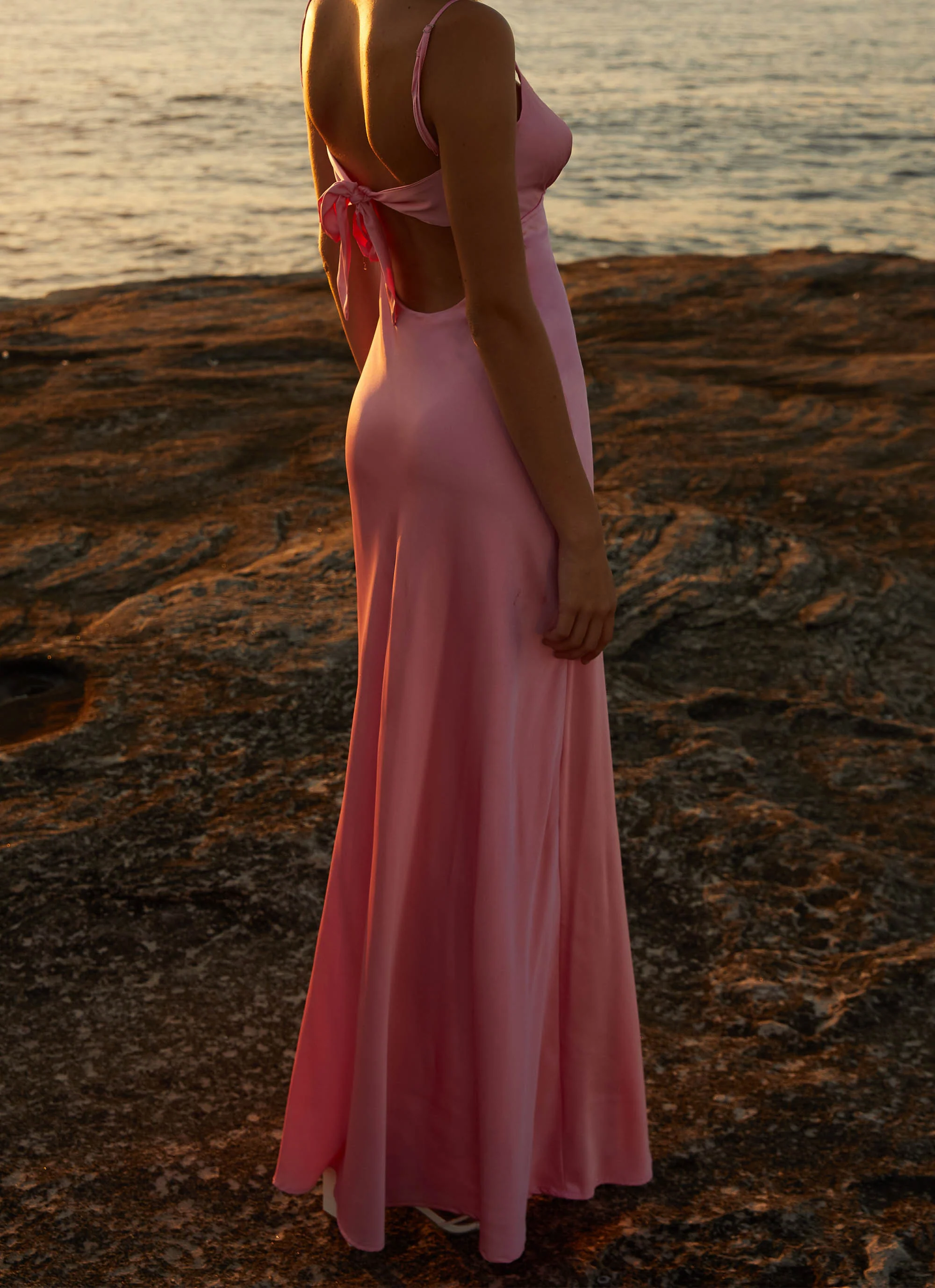 Flora Satin Maxi Dress - Candy - Image 3