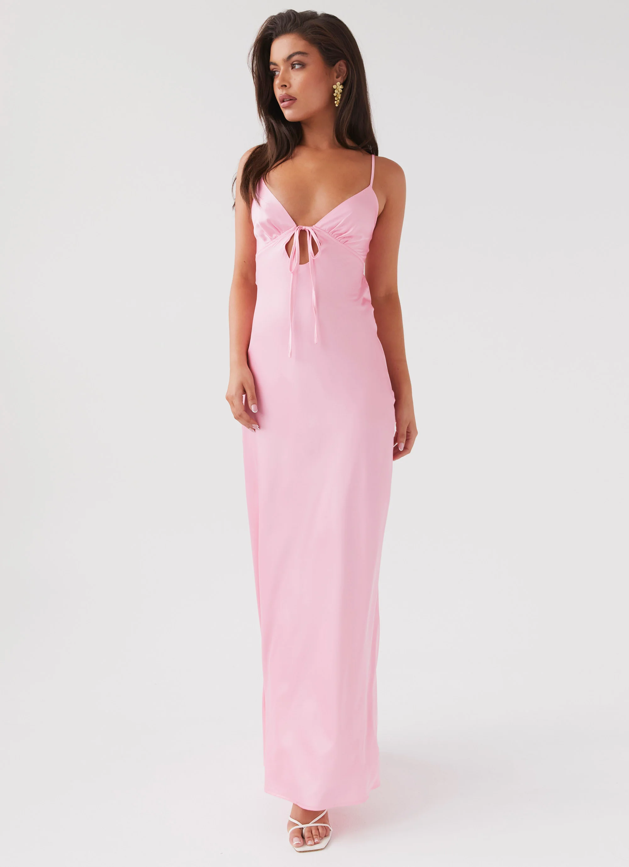 Flora Satin Maxi Dress - Candy - Image 7