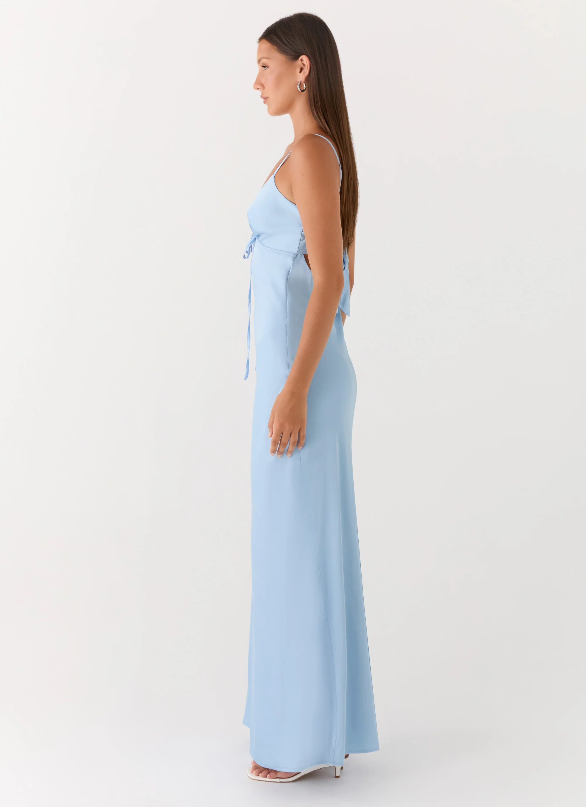 Flora Satin Maxi Dress - Ice Blue - Image 3