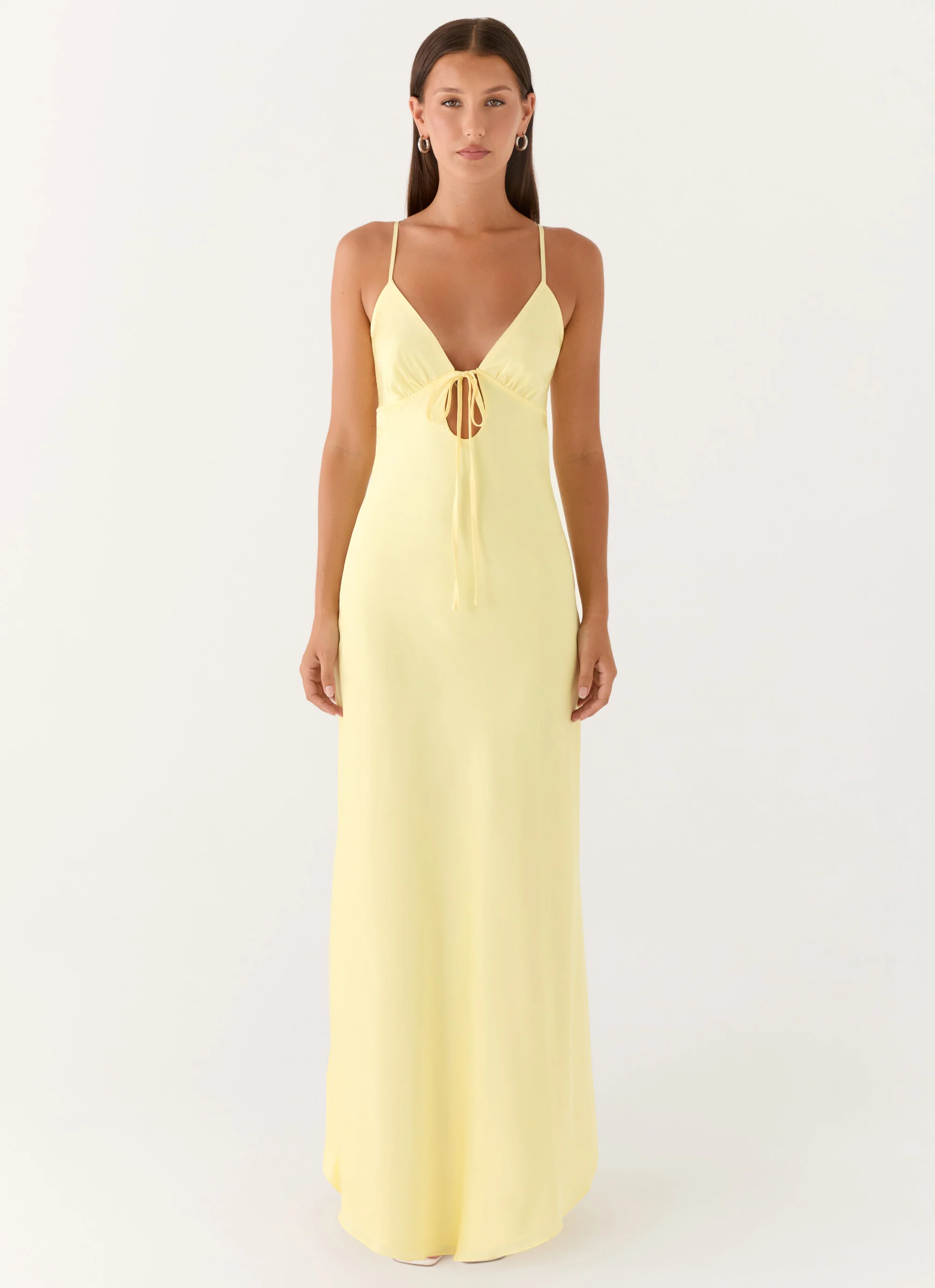 Flora Satin Maxi Dress - Lemon - Image 6