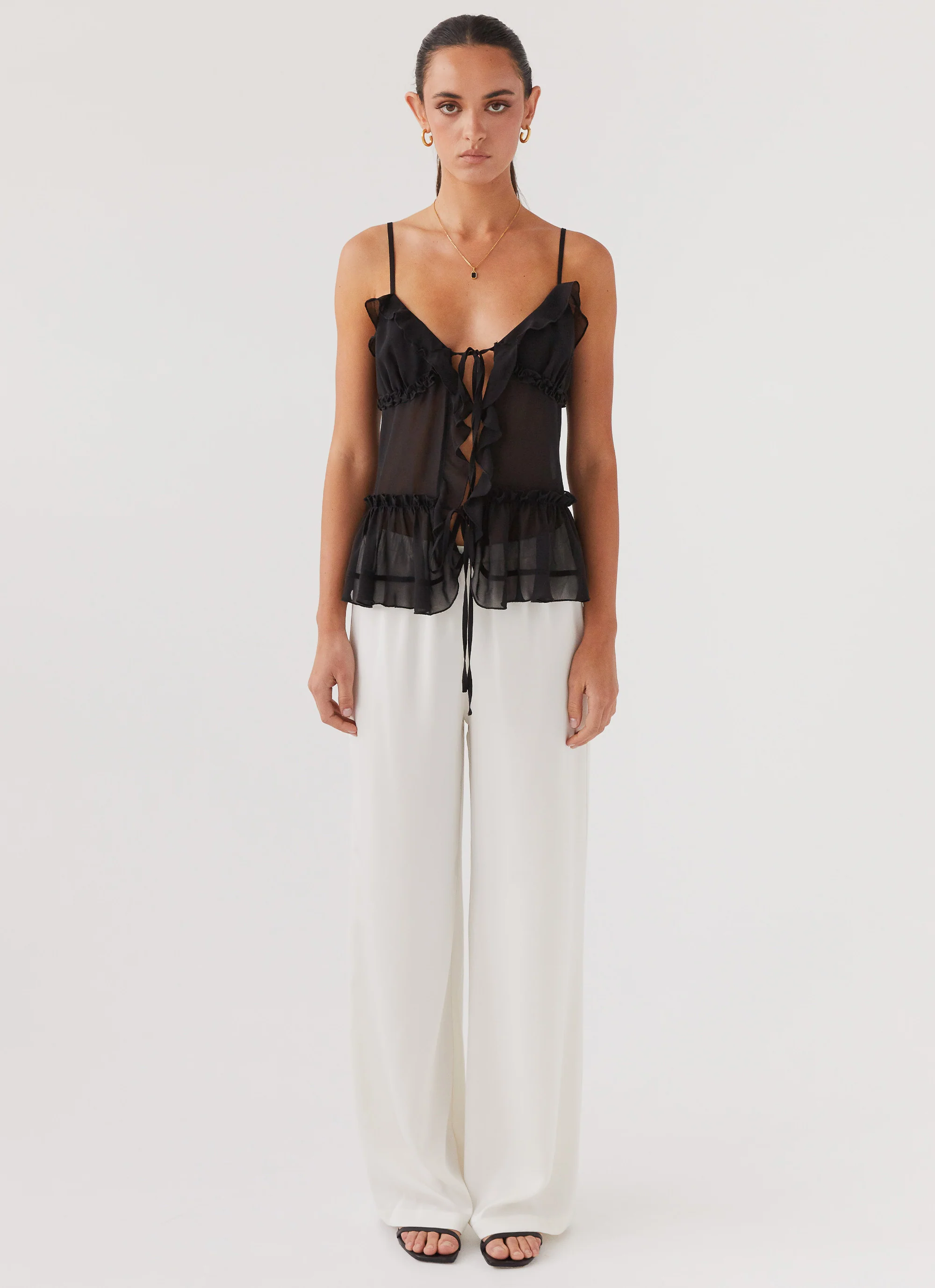 Got It Bad Frill Cami Top - Black - Image 3