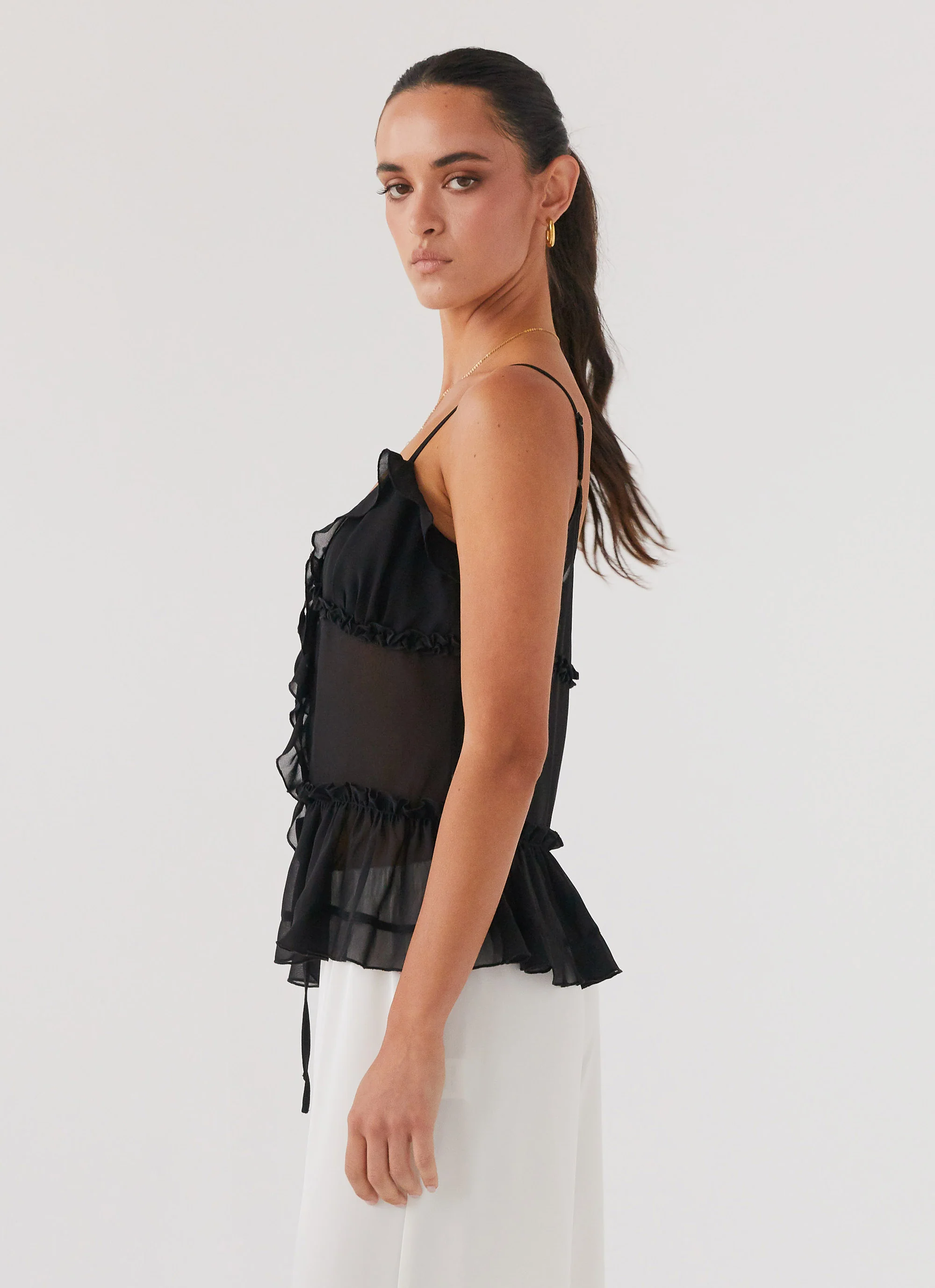 Got It Bad Frill Cami Top - Black - Image 4