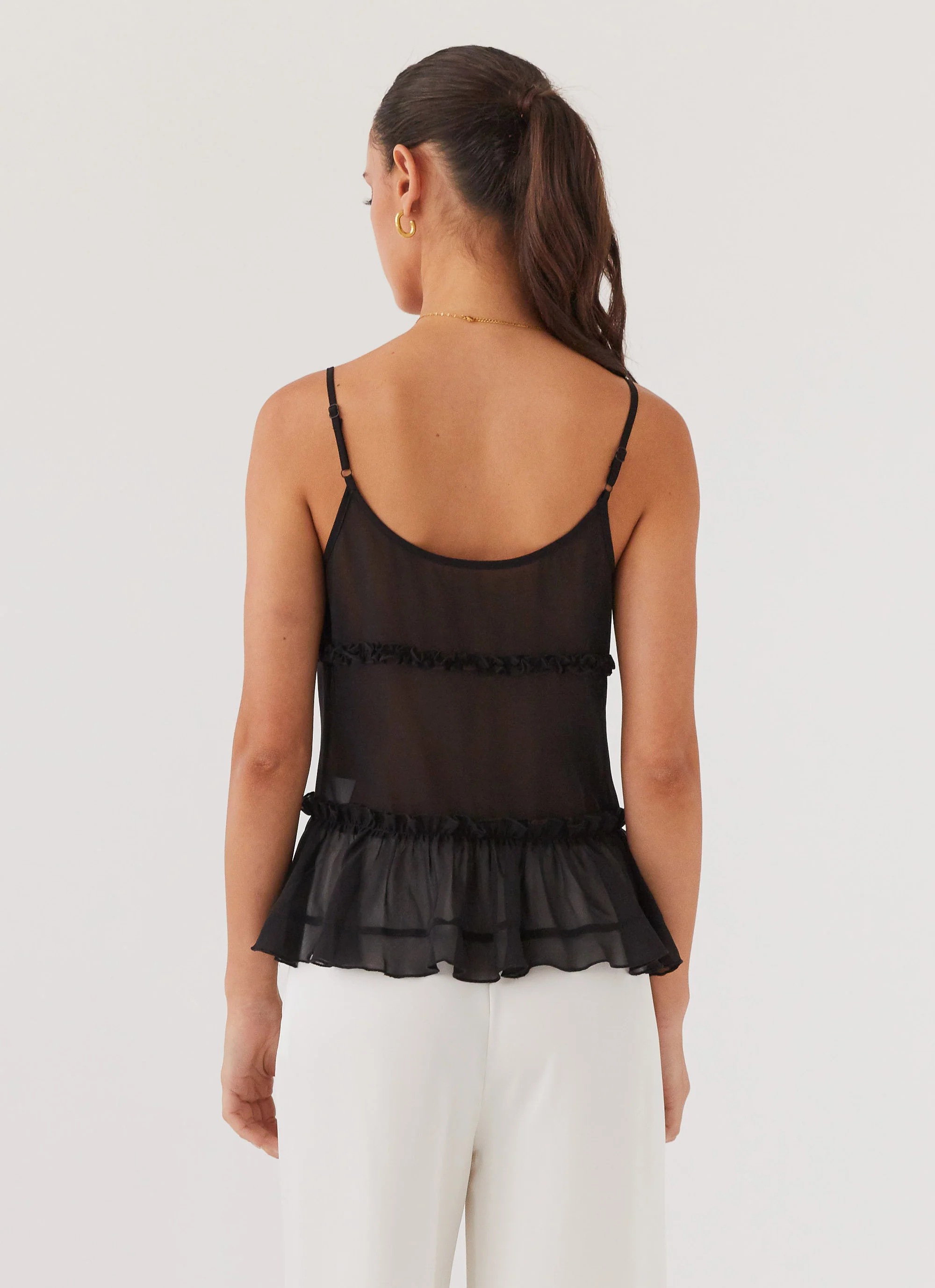 Got It Bad Frill Cami Top - Black - Image 5