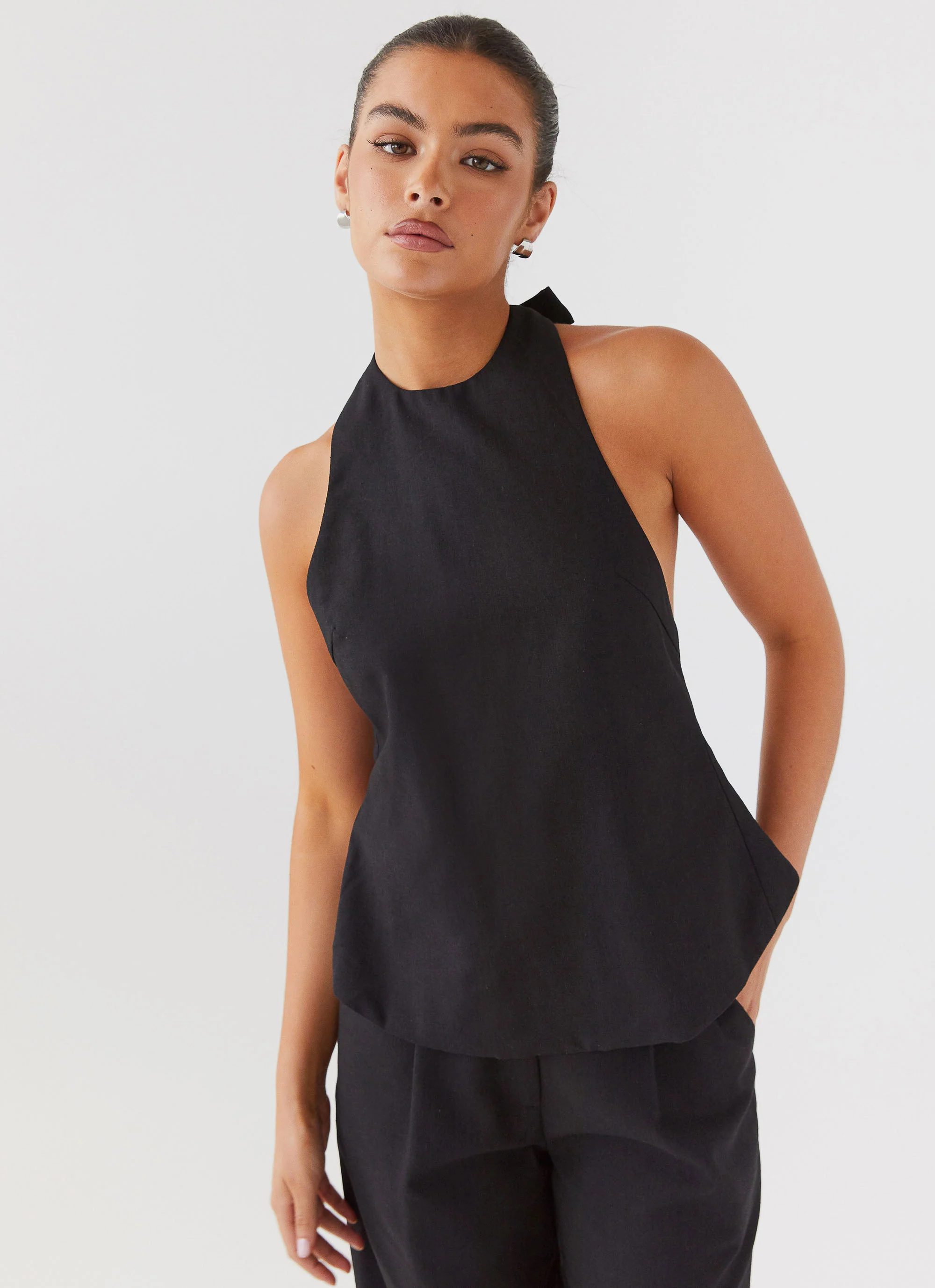 Heatwave Linen Apron Top - Black - Image 6