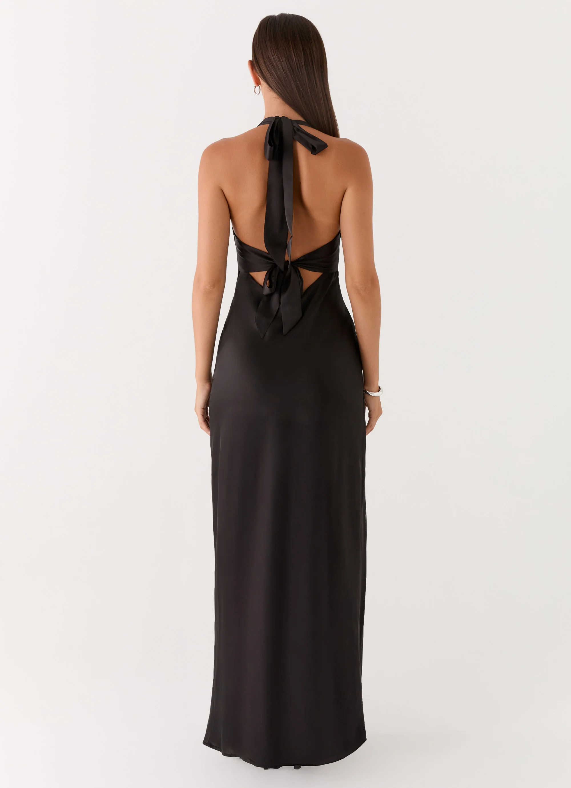 Heavy Hearted Satin Maxi Dress - Black - Image 3