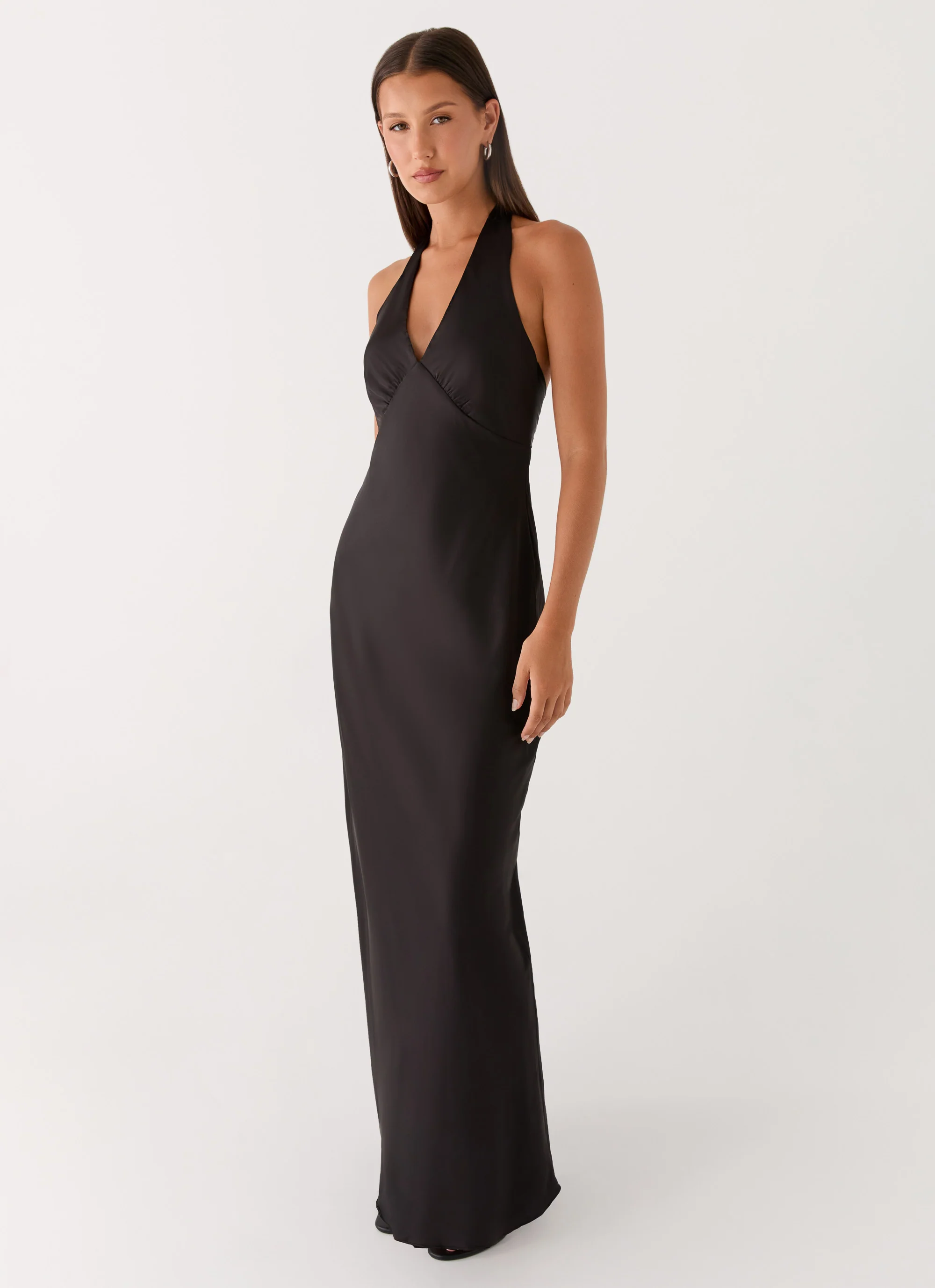 Heavy Hearted Satin Maxi Dress - Black - Image 4