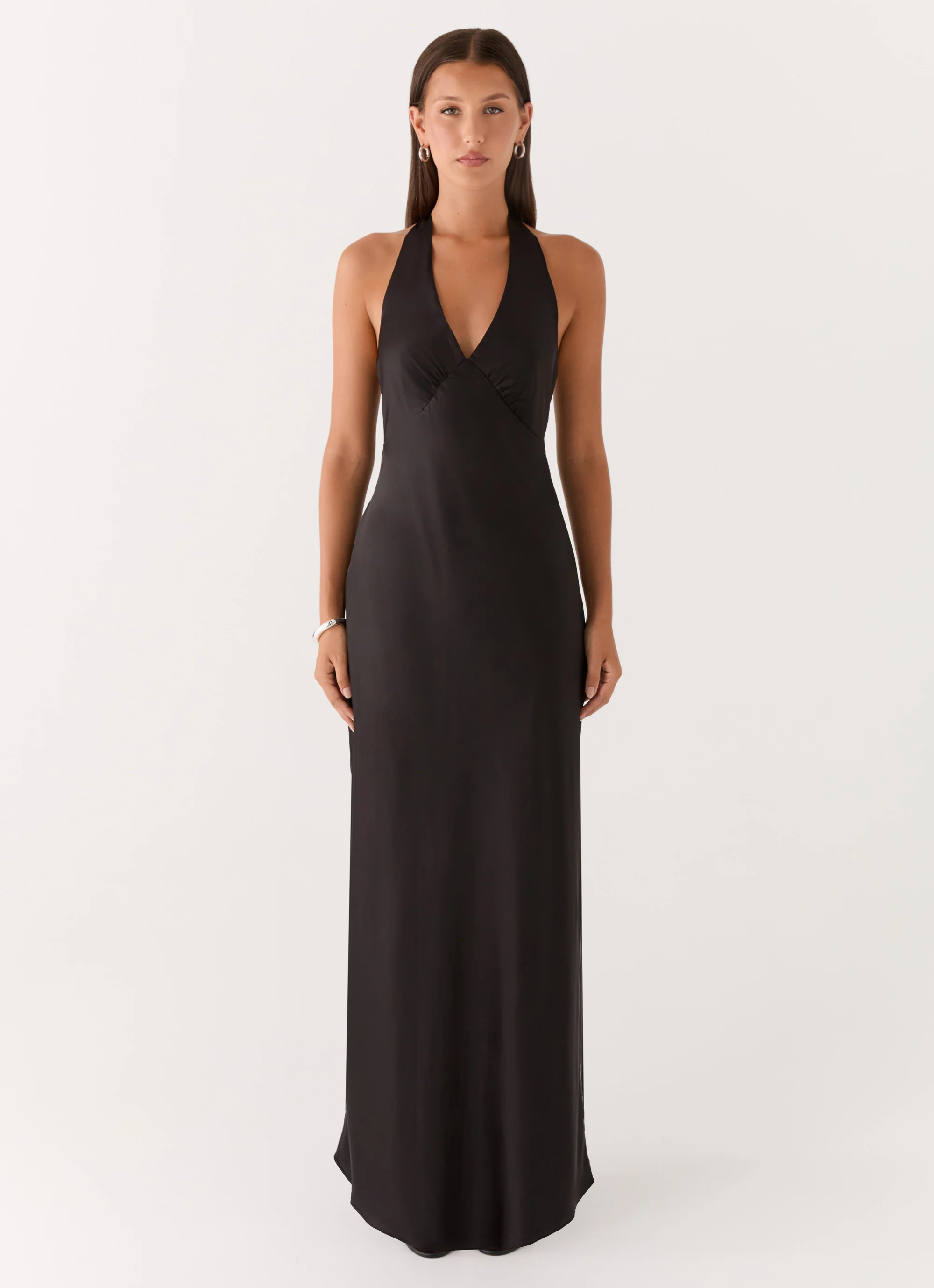 Heavy Hearted Satin Maxi Dress - Black - Image 6