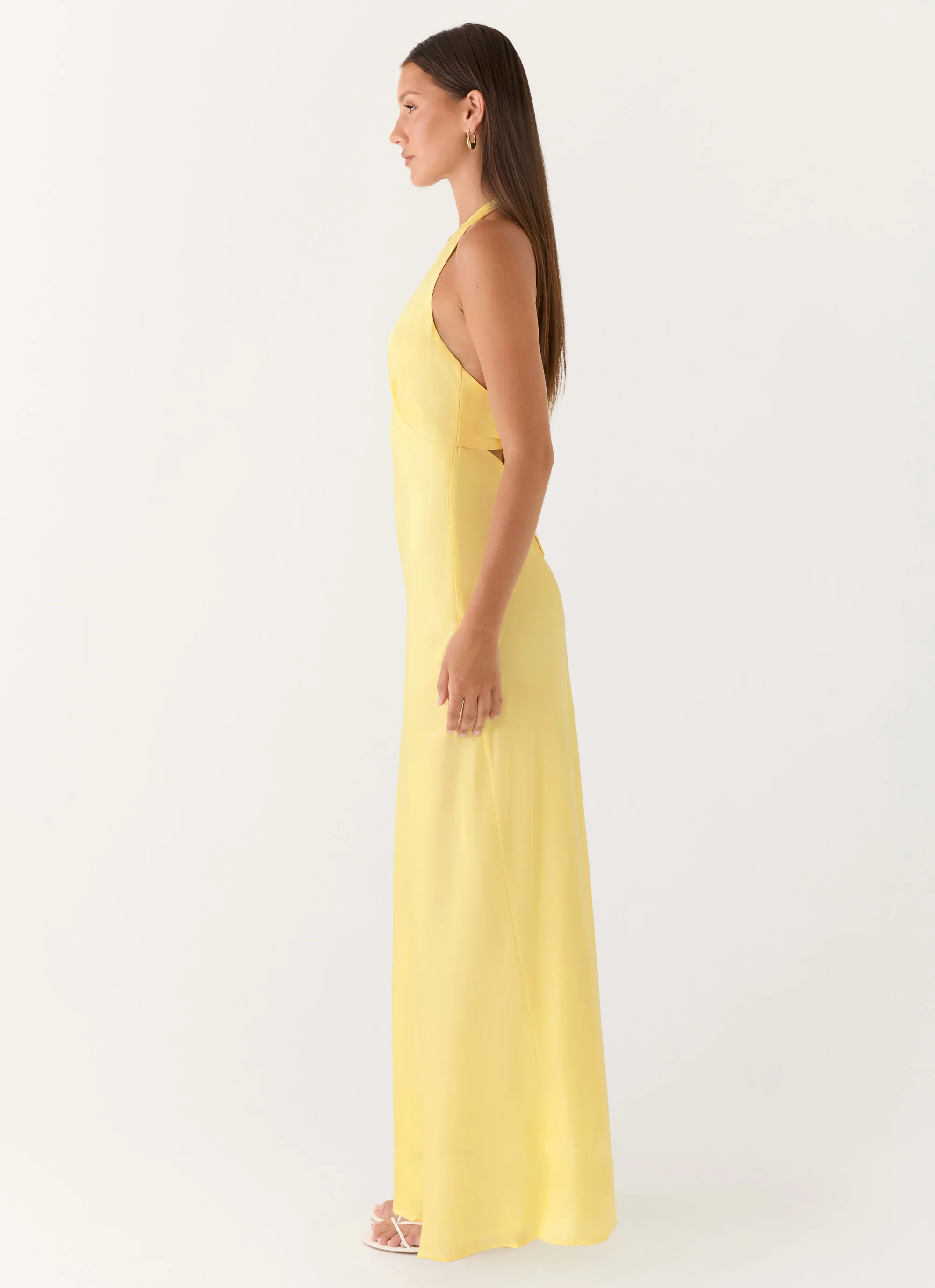 Heavy Hearted Satin Maxi Dress - Lemon - Image 3