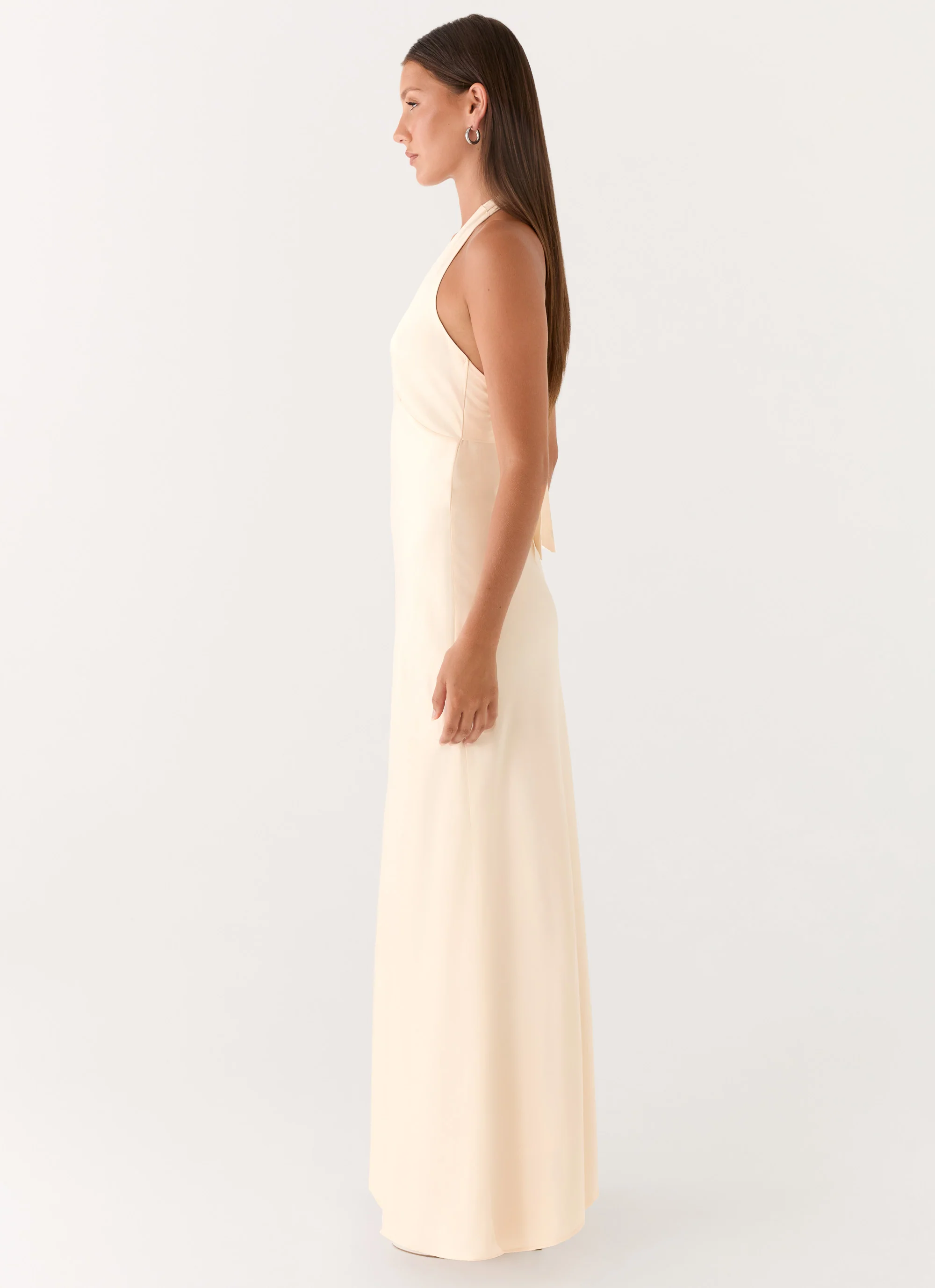 Heavy Hearted Satin Maxi Dress - Pearl - Image 3