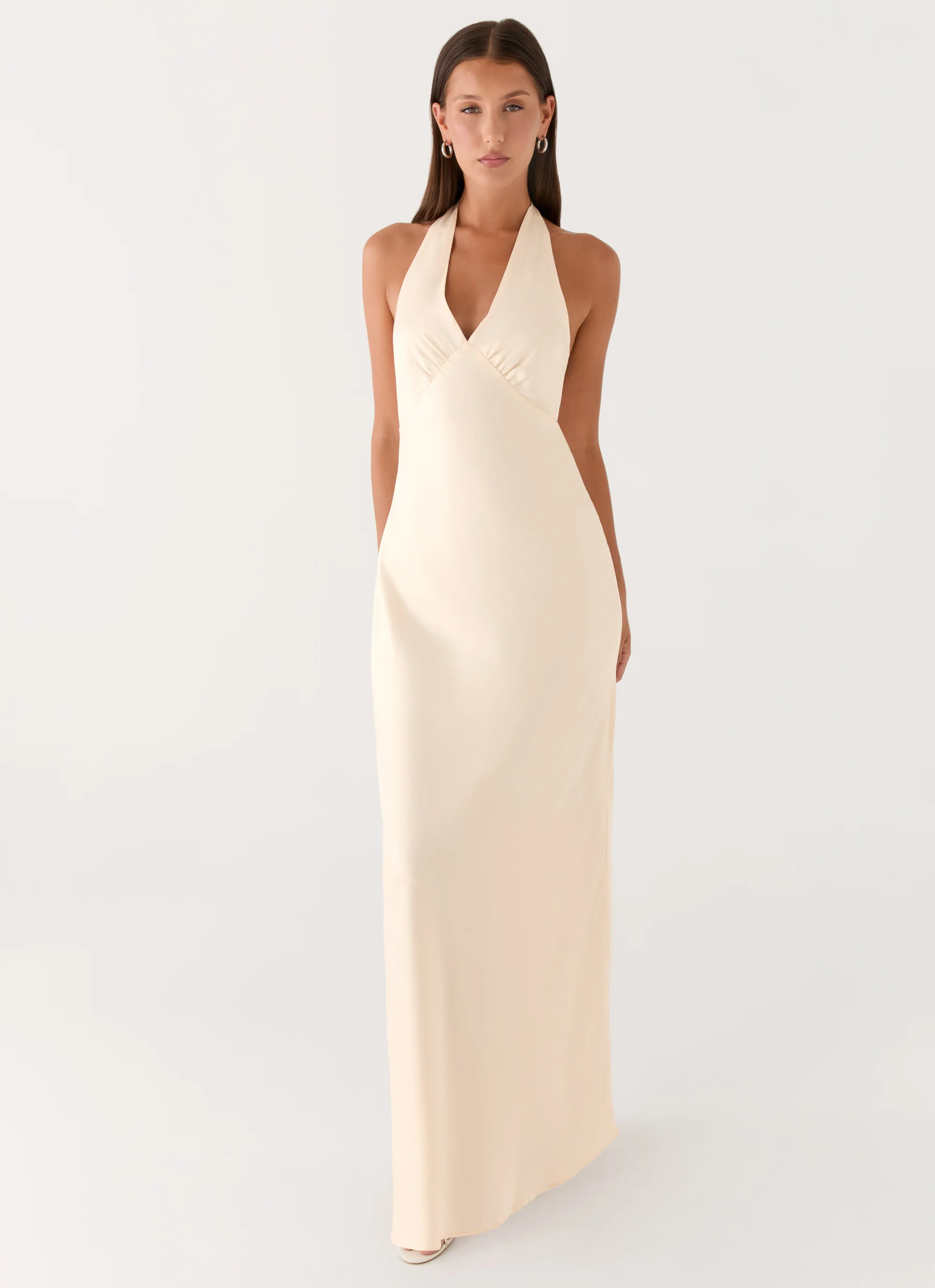 Heavy Hearted Satin Maxi Dress - Pearl - Image 5