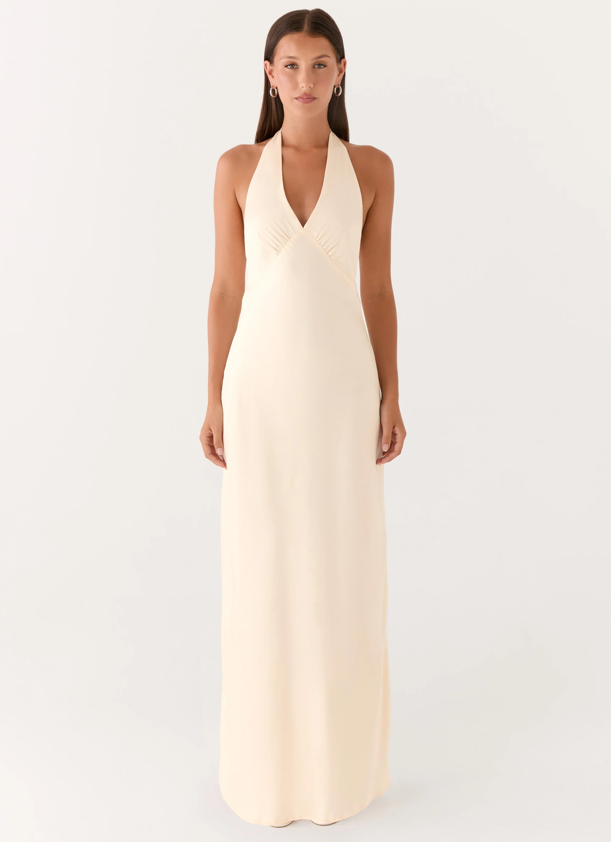 Heavy Hearted Satin Maxi Dress - Pearl - Image 6