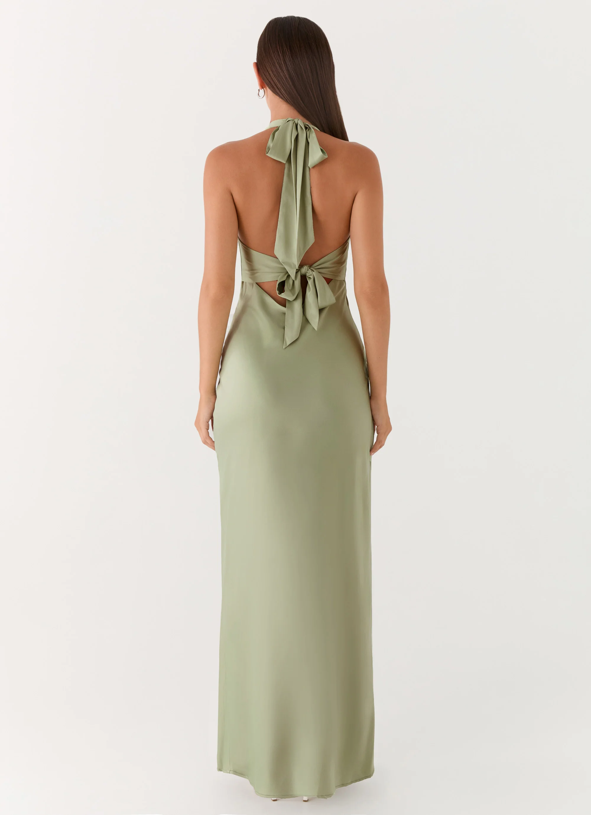 Heavy Hearted Satin Maxi Dress - Sage - Image 3