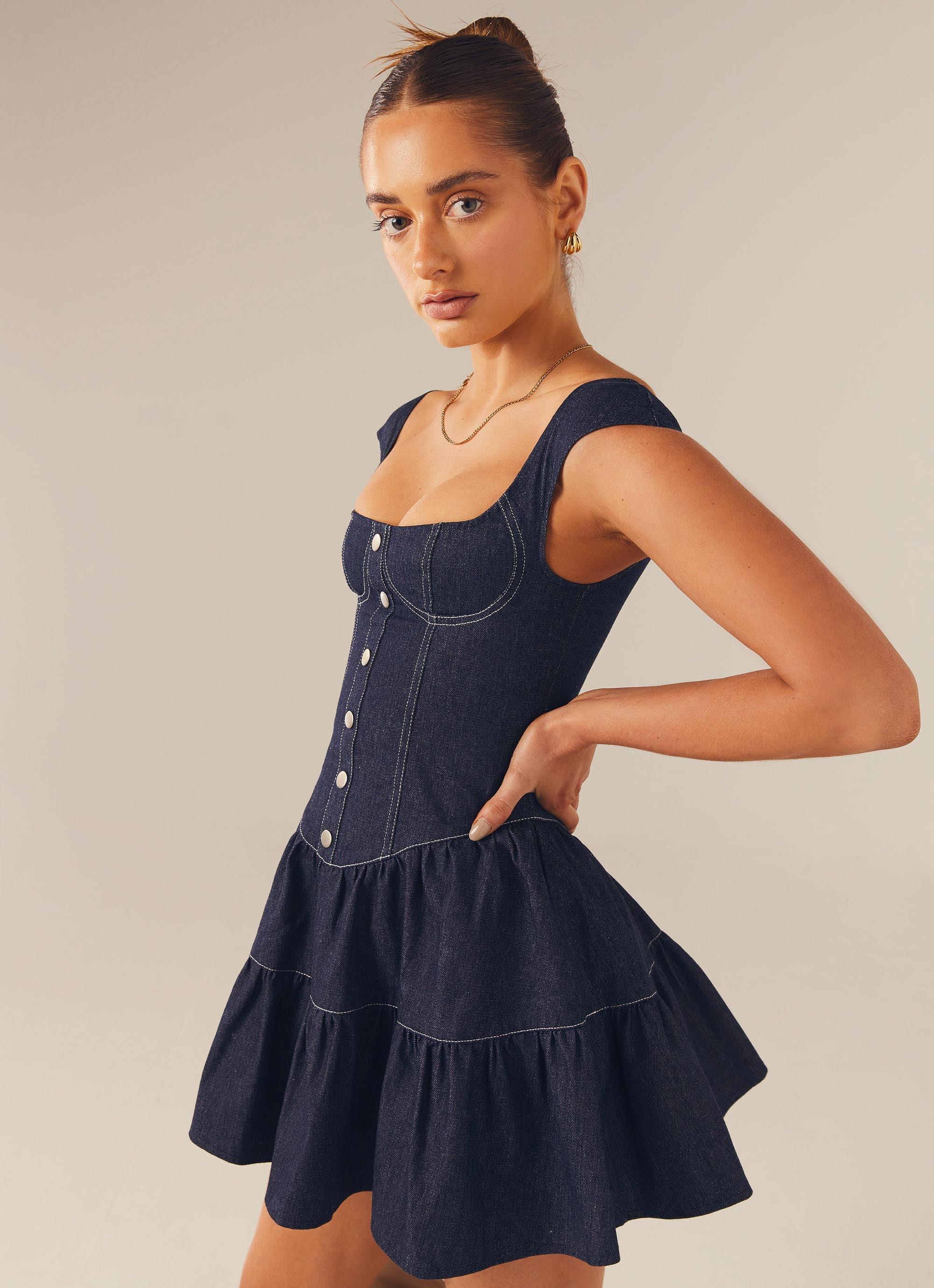 Isabella Denim Bustier Dress - Indigo - Image 4