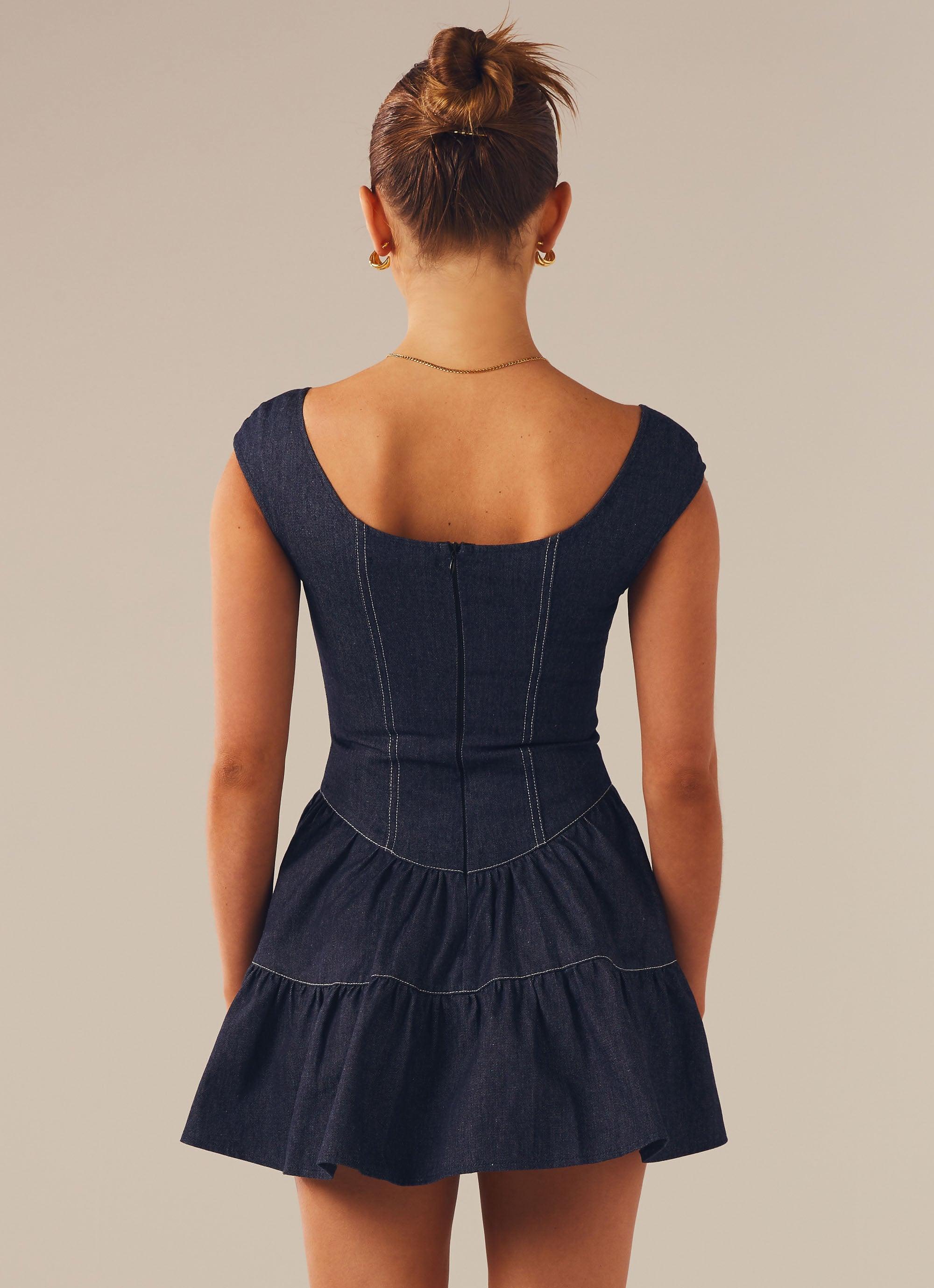 Isabella Denim Bustier Dress - Indigo - Image 5