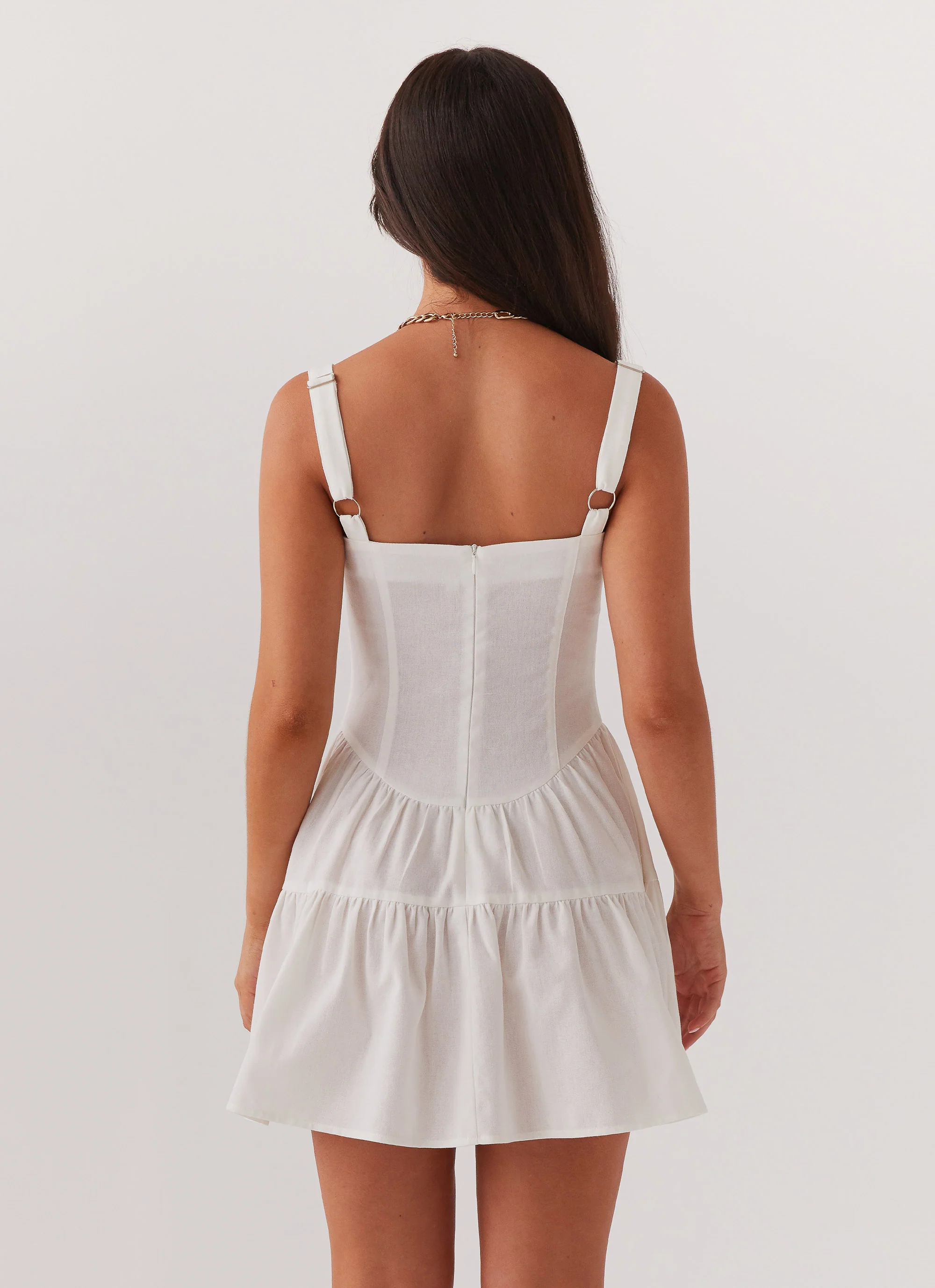 Lucie Linen Mini Dress - Ivory - Image 4