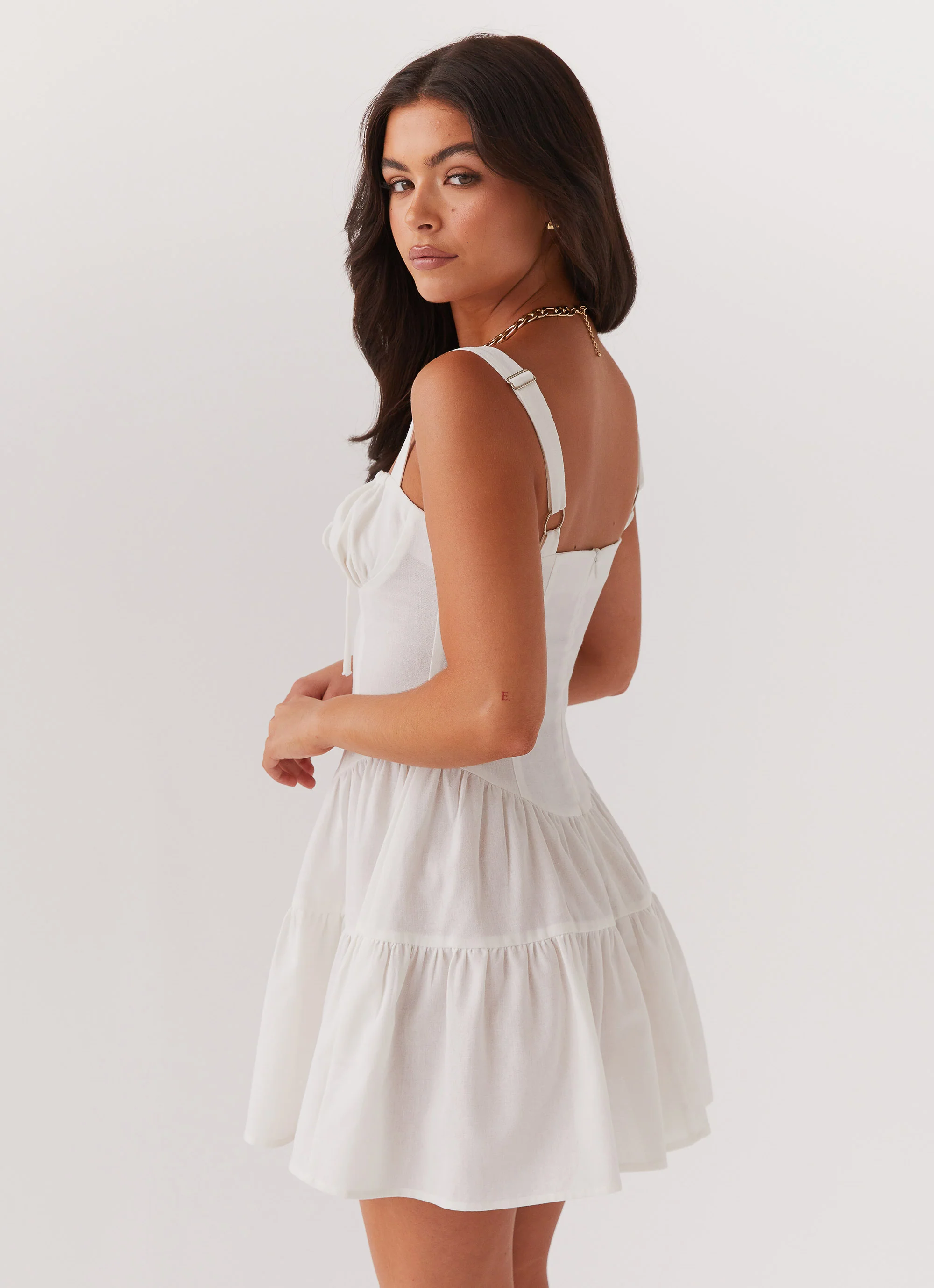 Lucie Linen Mini Dress - Ivory - Image 5