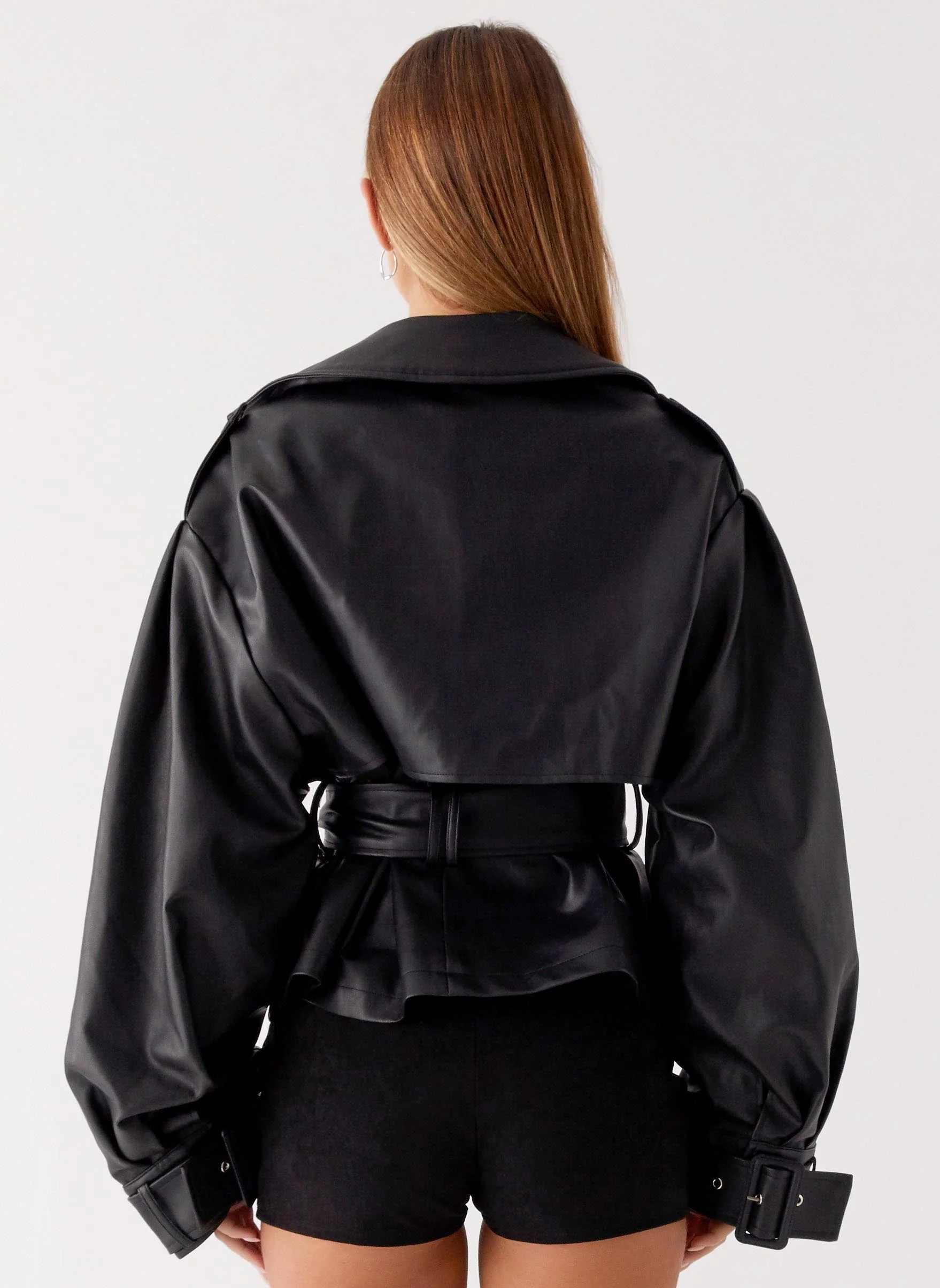 Midtown Faux Leather Trench - Black - Image 4