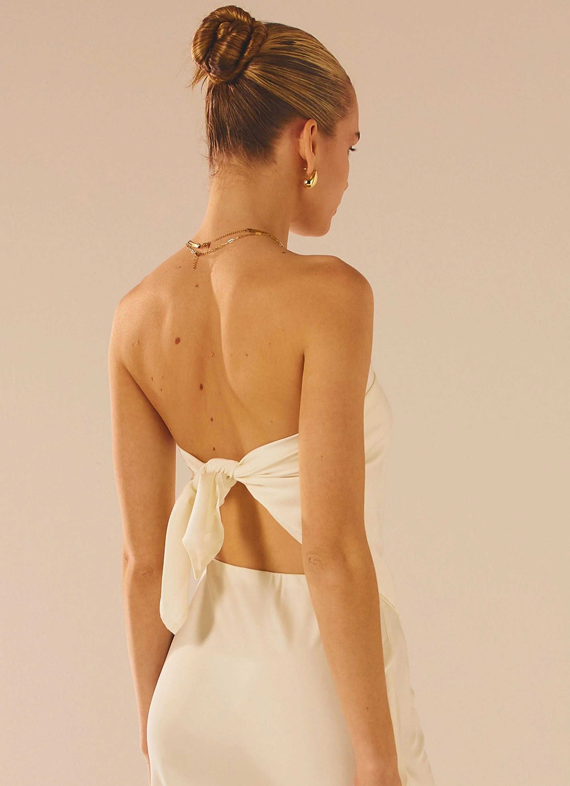 Mixed Signals Satin Scarf Top - Pearl - Image 4