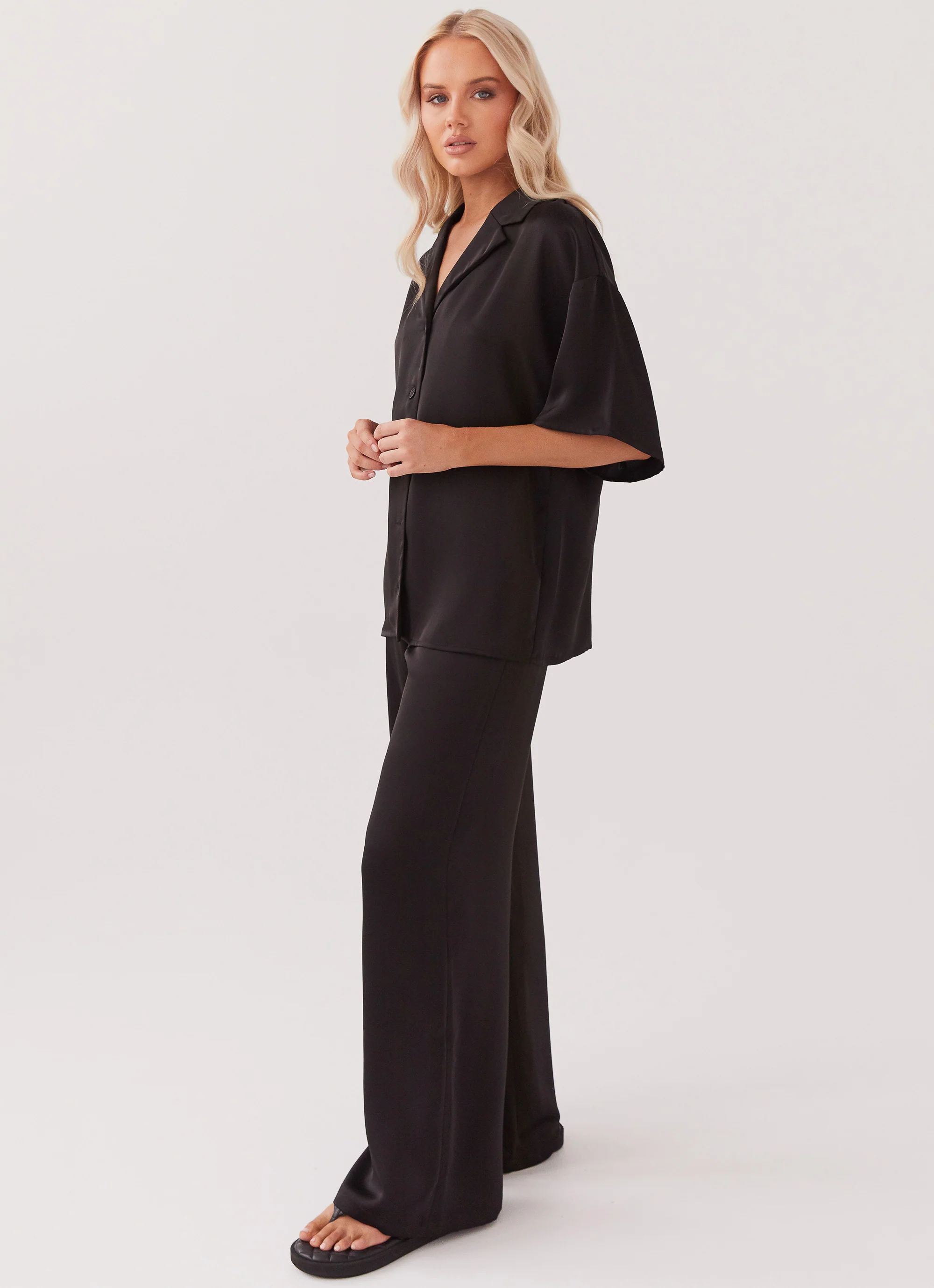 Palm Cove Satin Pants - Black - Image 4